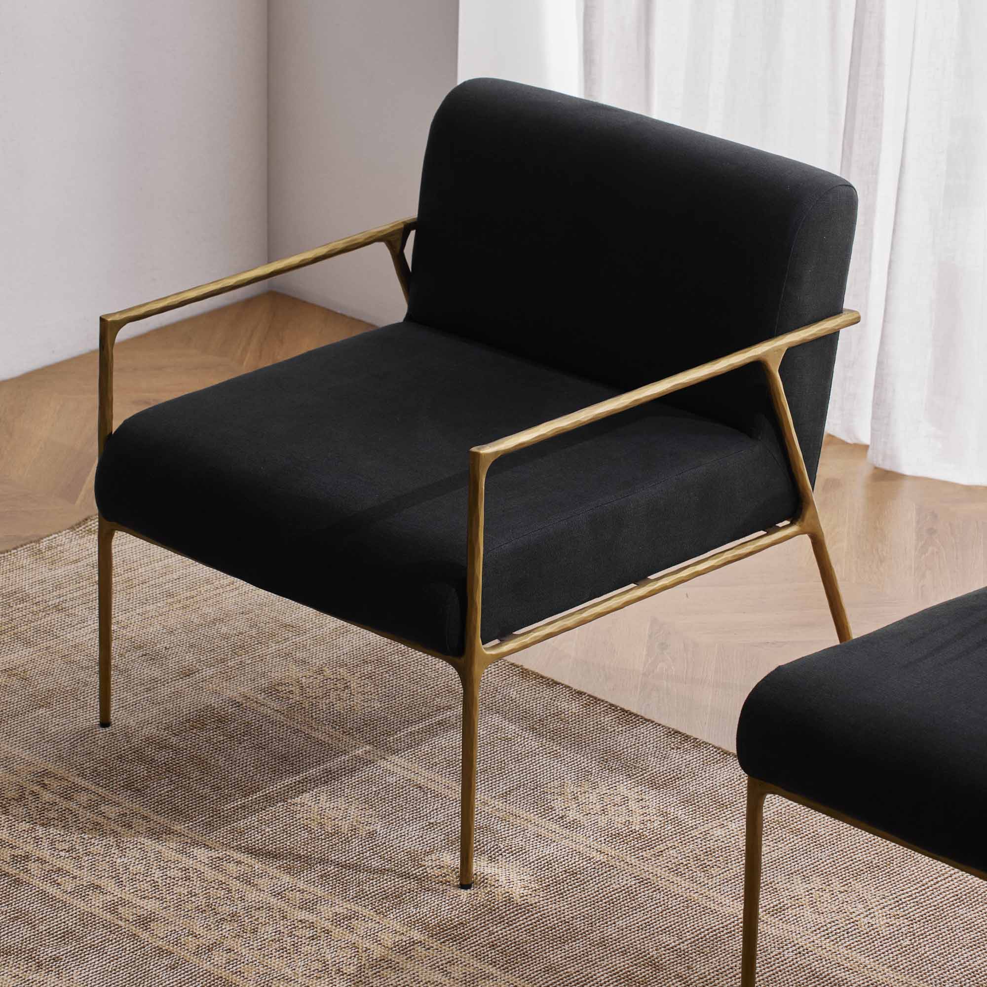 Mila Chair with Arms Black & Gold