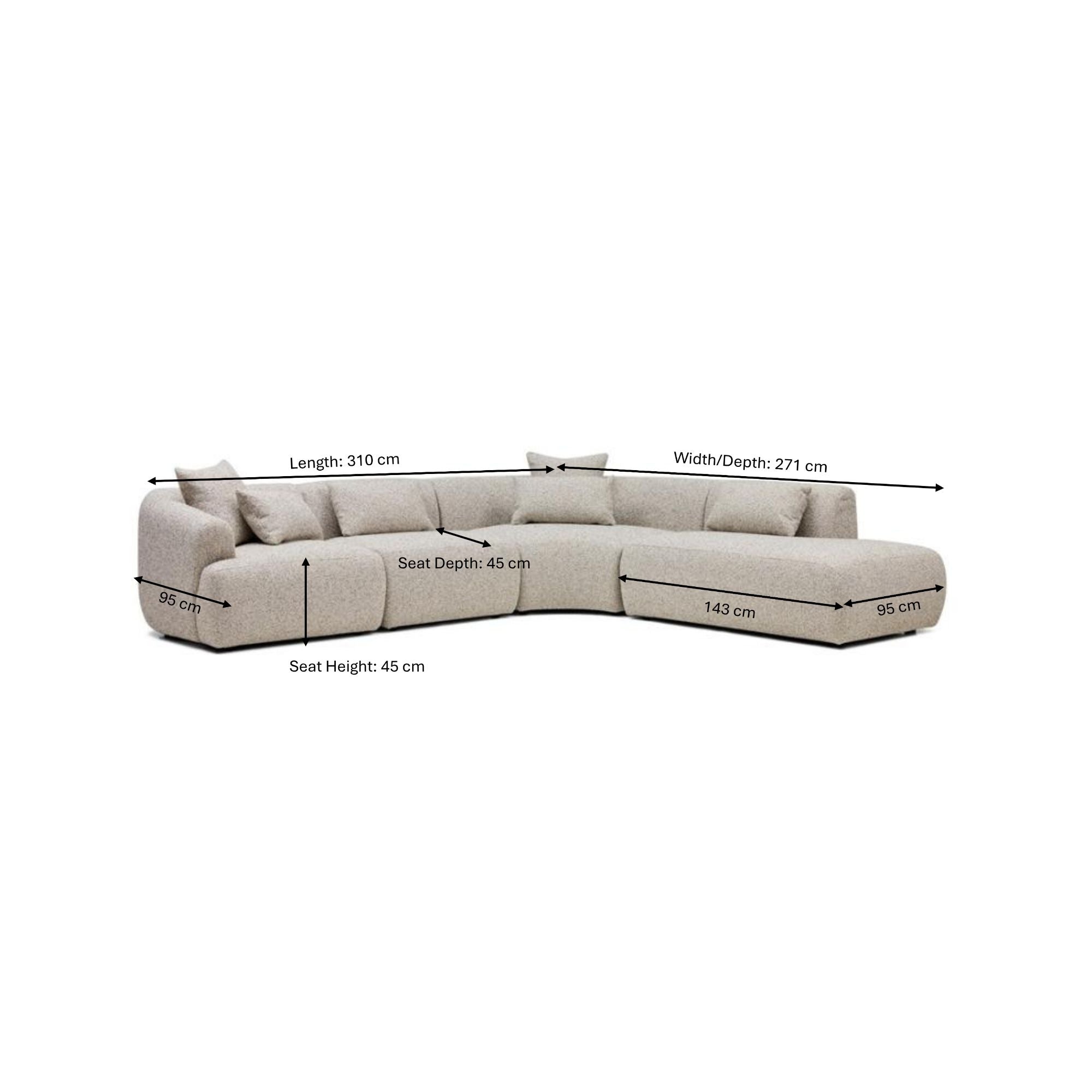 Harris Modular Sofa Moonstone 4 Seat Right Chaise