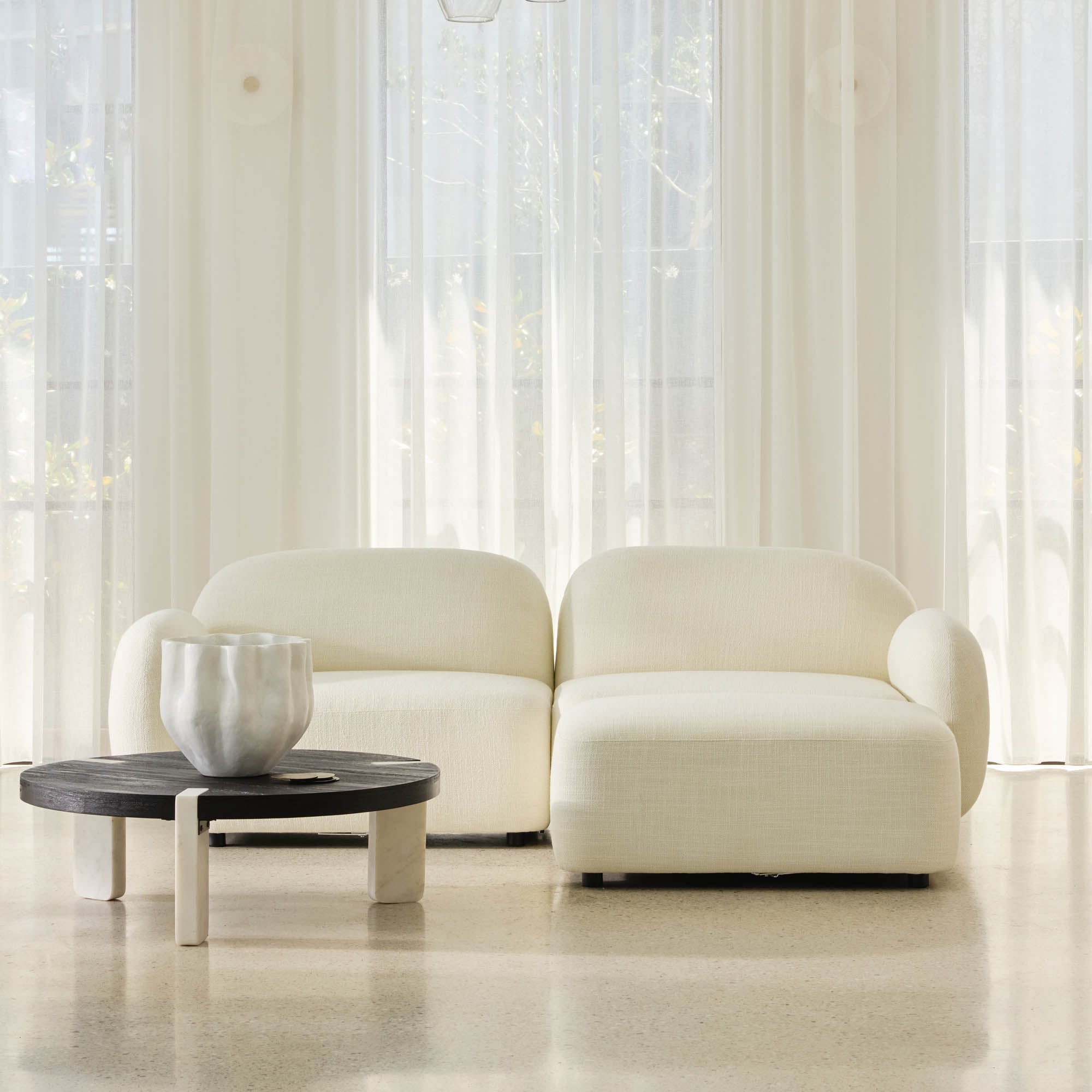 Oslo Modular Sofa Frosted Ivory 2 Seat with Ottoman
