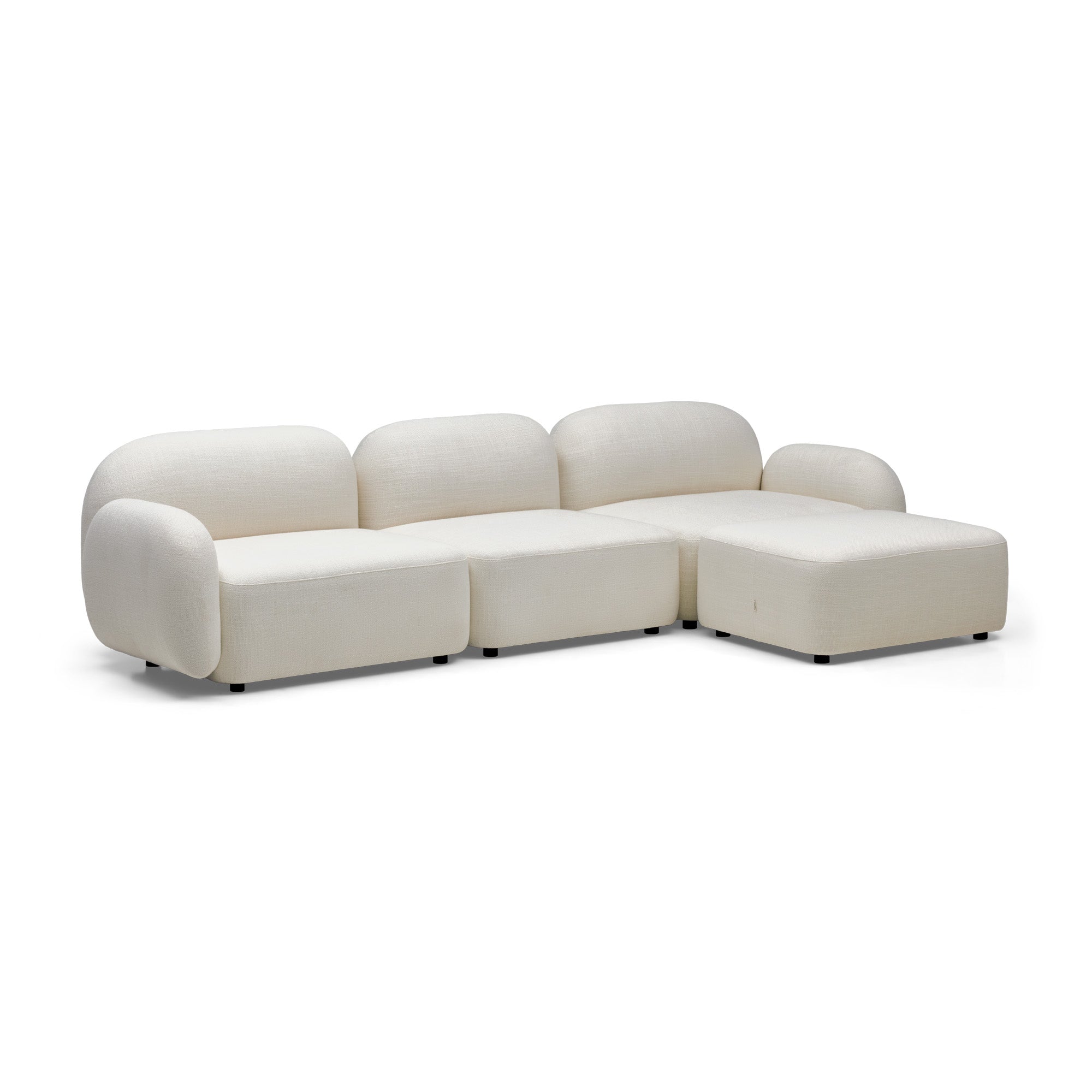 Oslo Modular Sofa Frosted Ivory 3 Seat with Ottoman