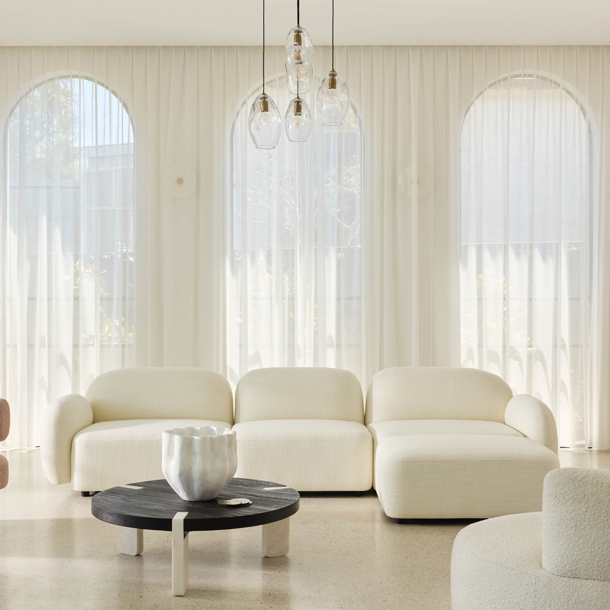 Oslo Modular Sofa Frosted Ivory 3 Seat with Ottoman