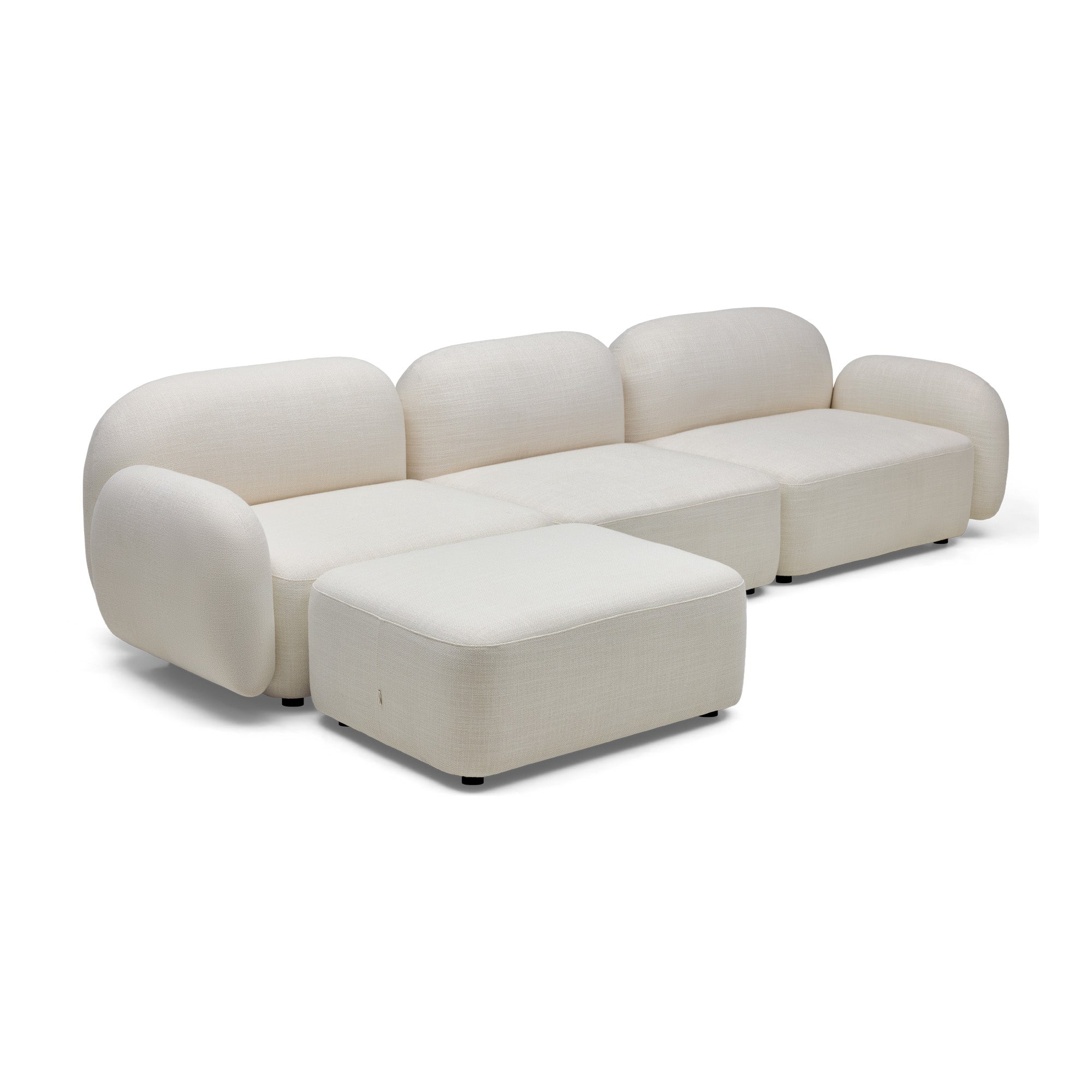 Oslo Modular Sofa Frosted Ivory 3 Seat with Ottoman