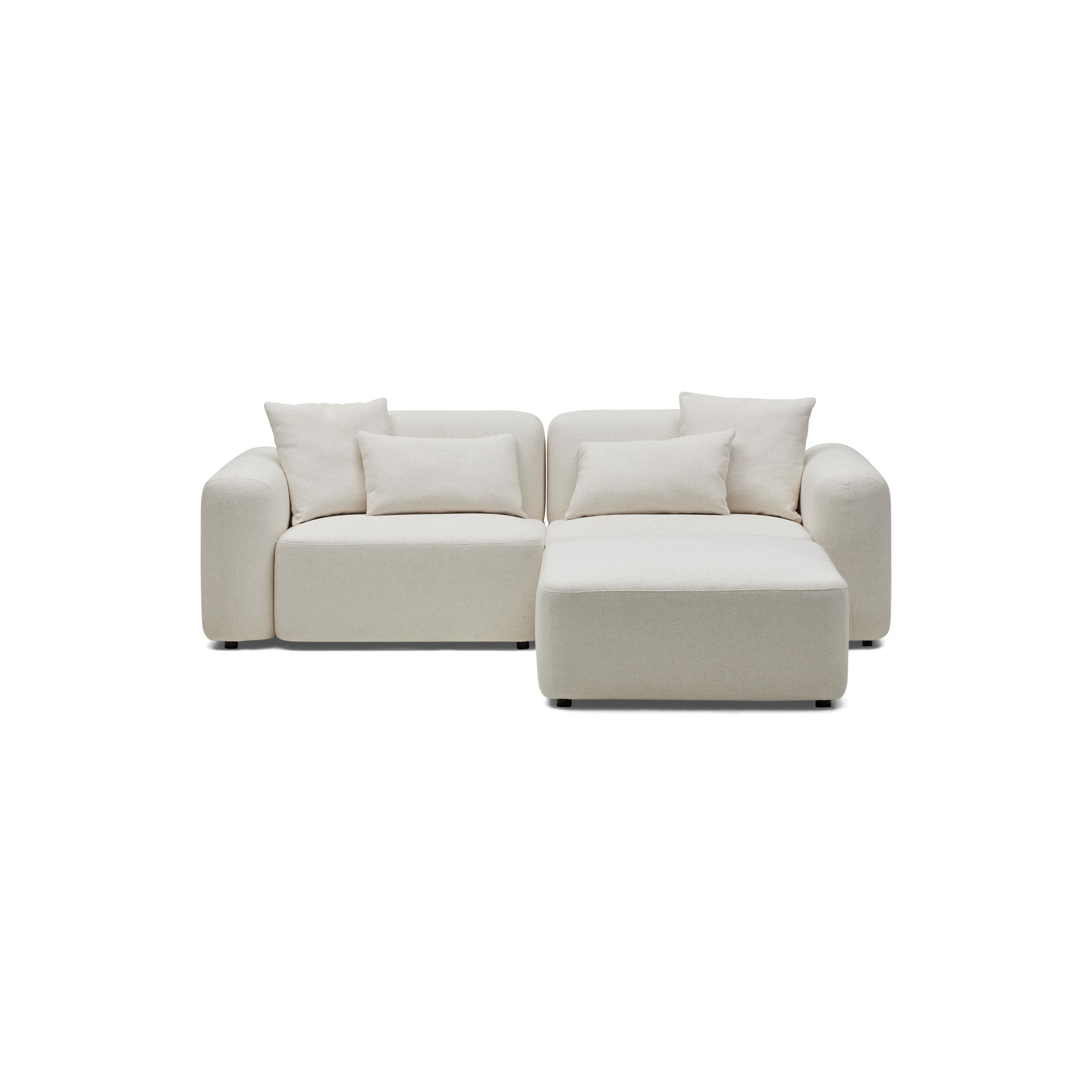 Pascal Modular Sofa Ivory White 2 Seat with Ottoman