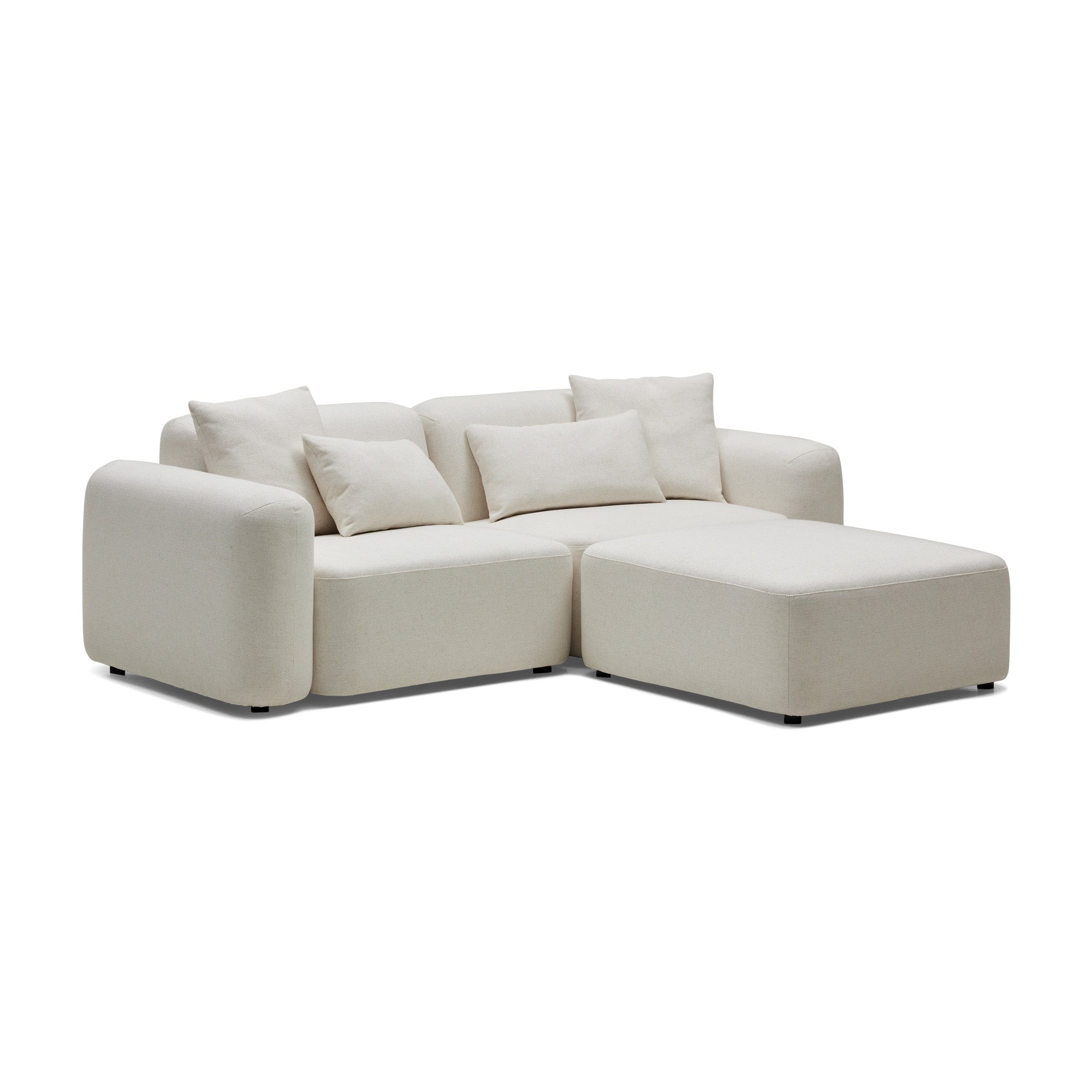 Pascal Modular Sofa Ivory White 2 Seat with Ottoman