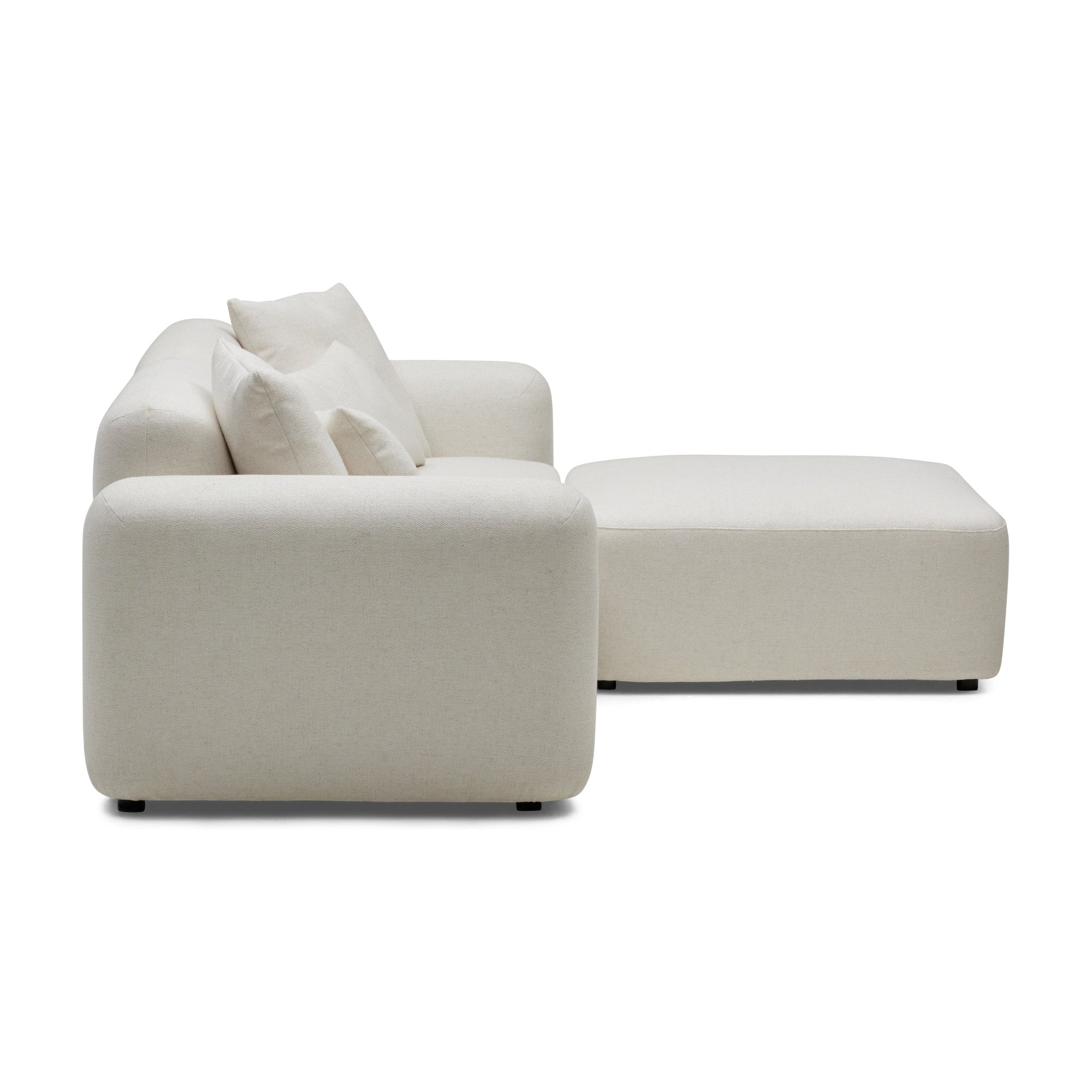 Pascal Modular Sofa Ivory White 2 Seat with Ottoman