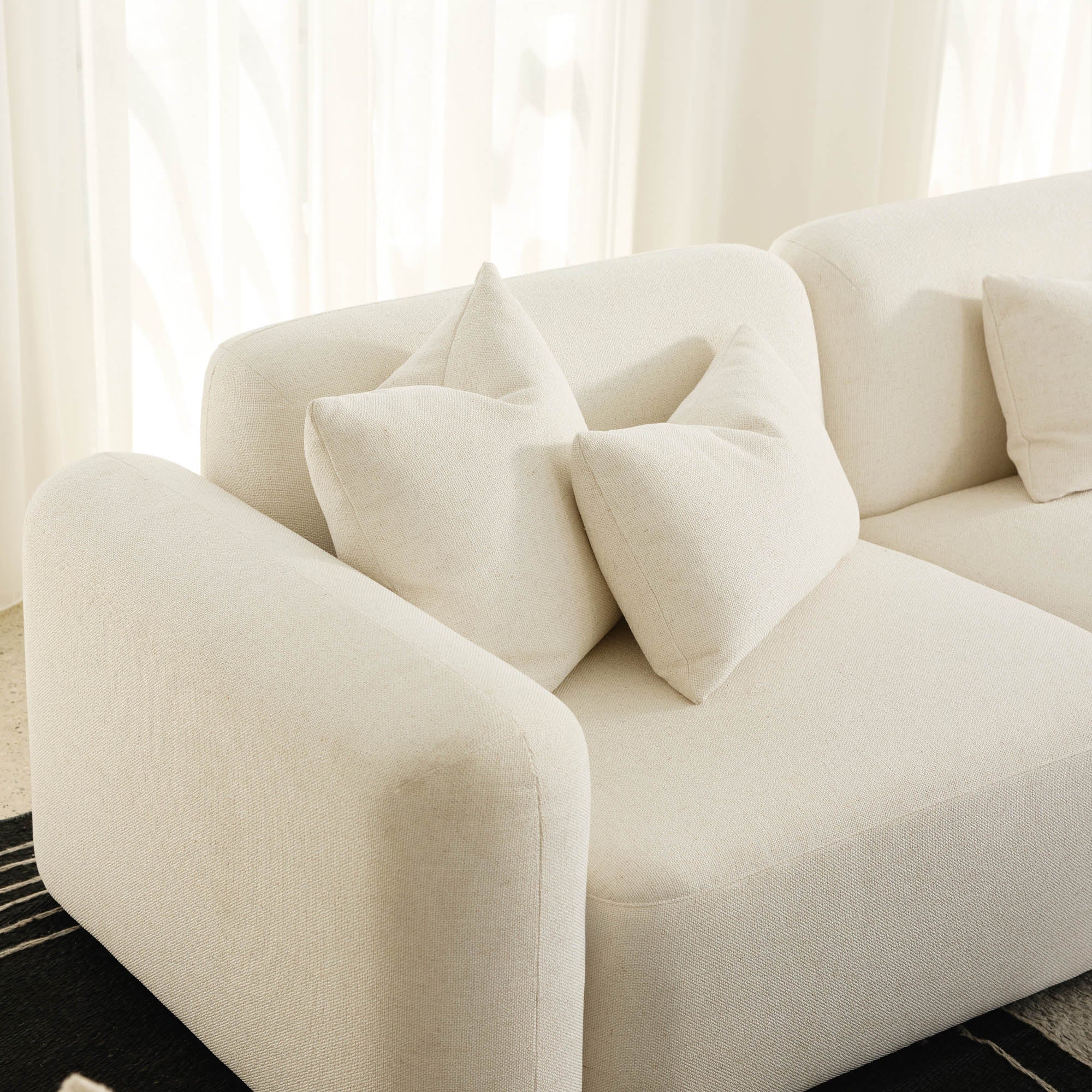 Pascal Modular Sofa Ivory White 2 Seat with Ottoman