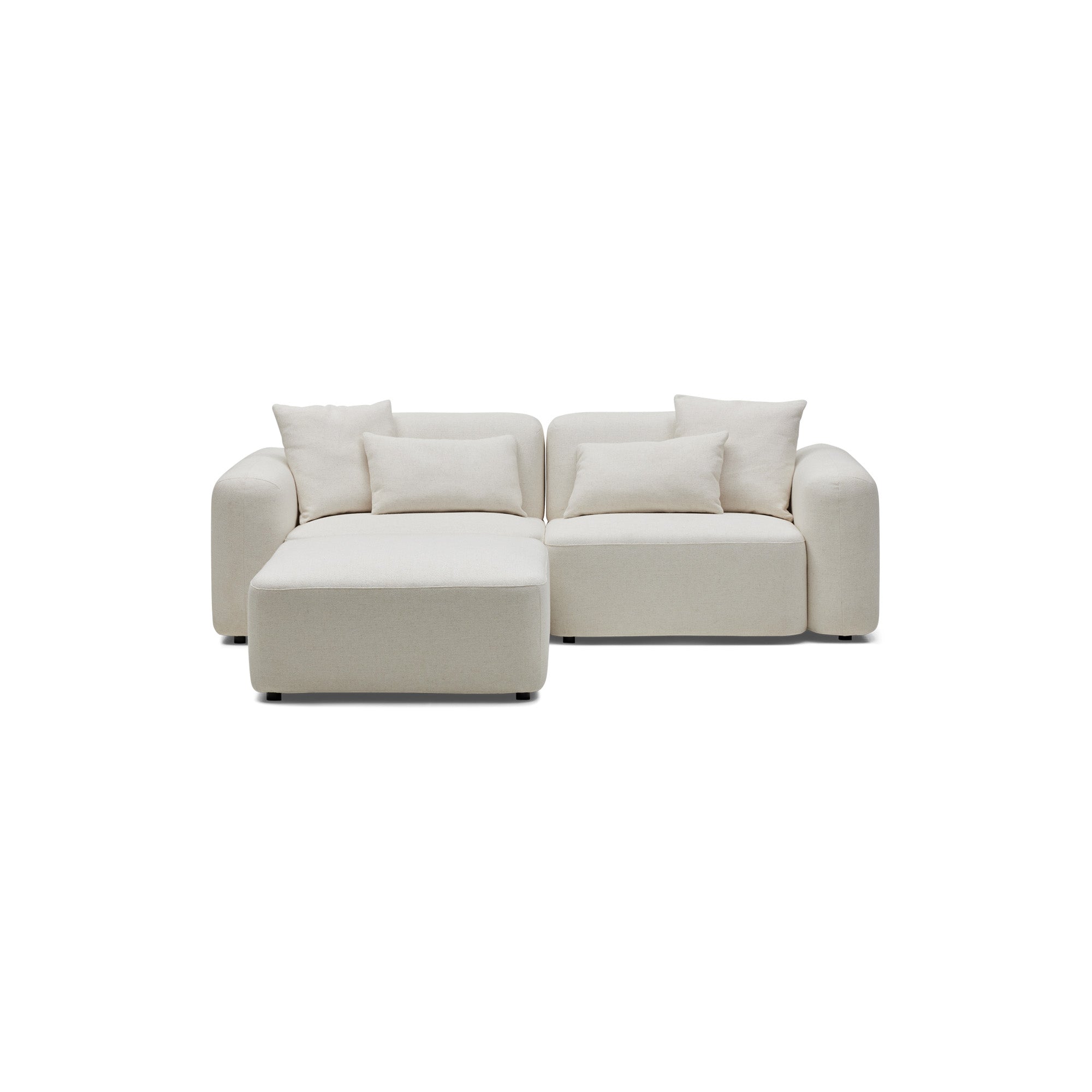 Pascal Modular Sofa Ivory White 2 Seat with Ottoman