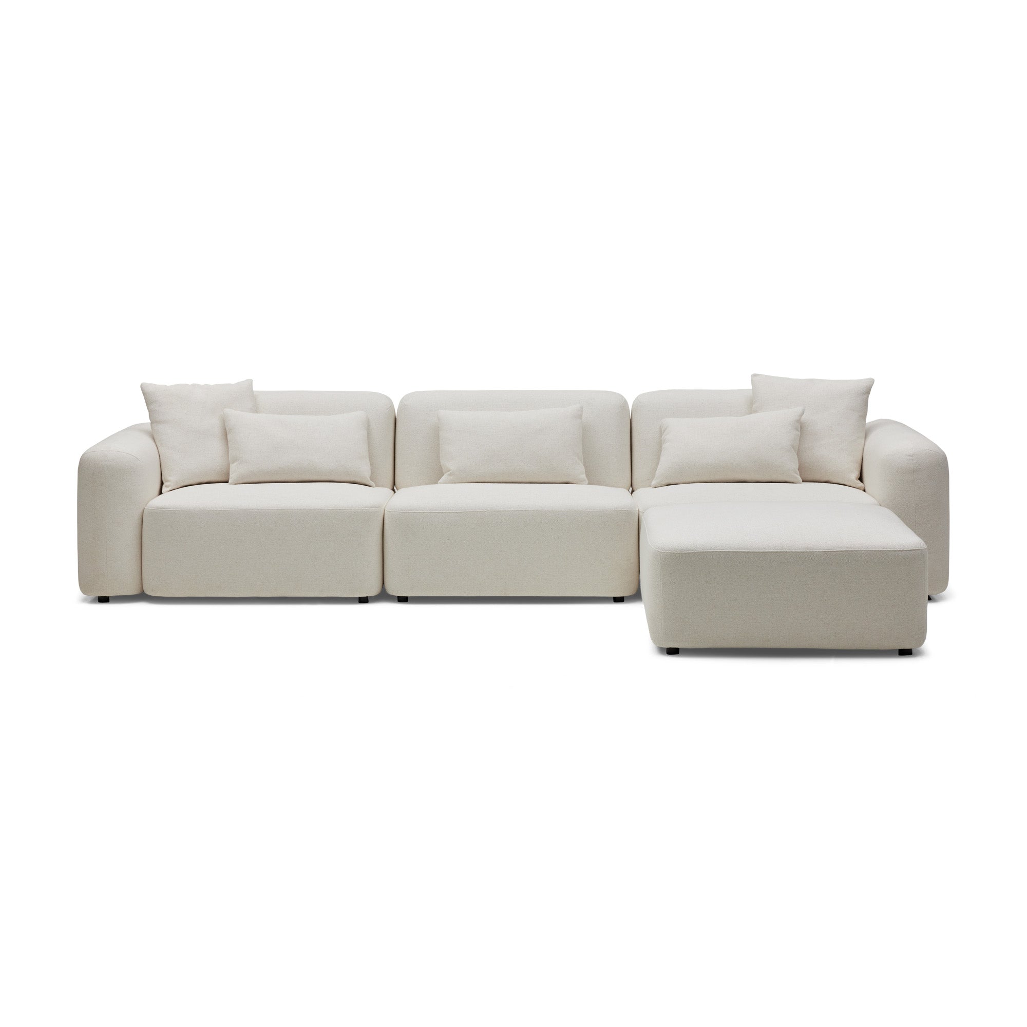 Pascal Modular Sofa Ivory White 3 Seat with Ottoman