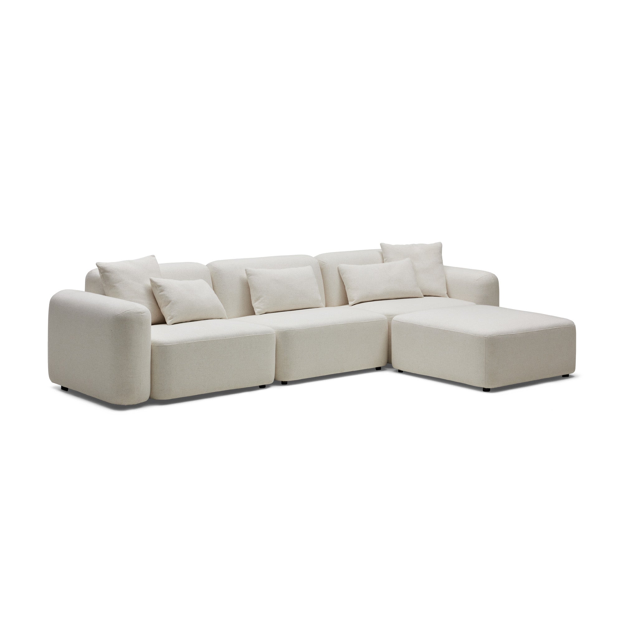 Pascal Modular Sofa Ivory White 3 Seat with Ottoman