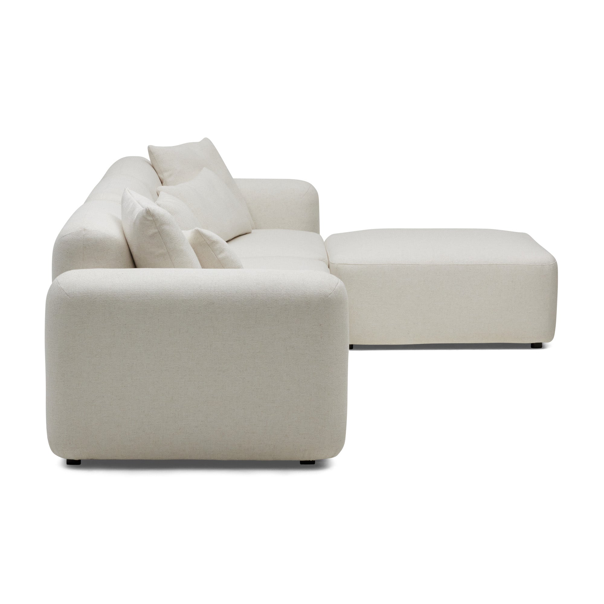 Pascal Modular Sofa Ivory White 3 Seat with Ottoman