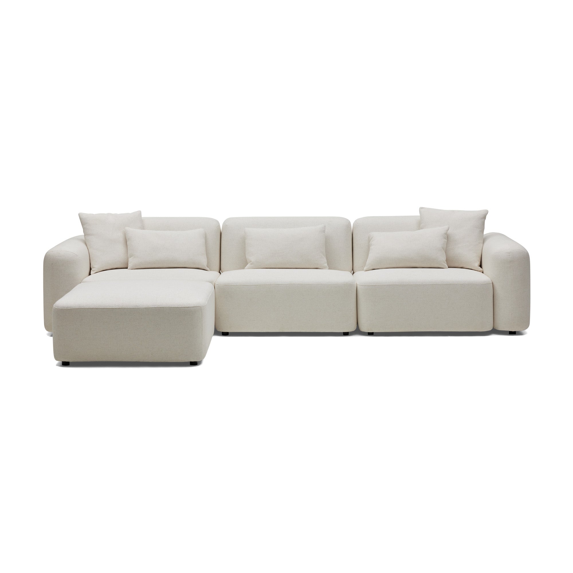 Pascal Modular Sofa Ivory White 3 Seat with Ottoman