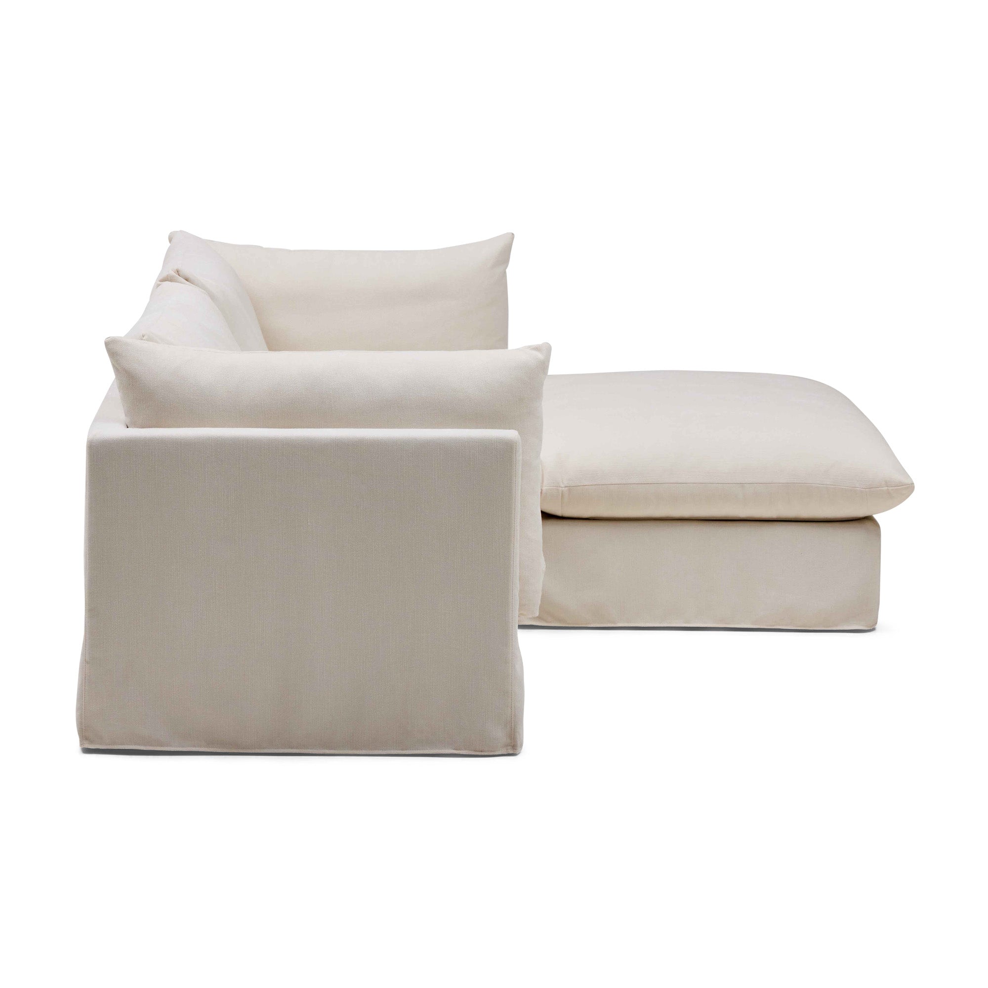 Mia Modular Sofa Warm Ivory 2 Seat with Ottoman