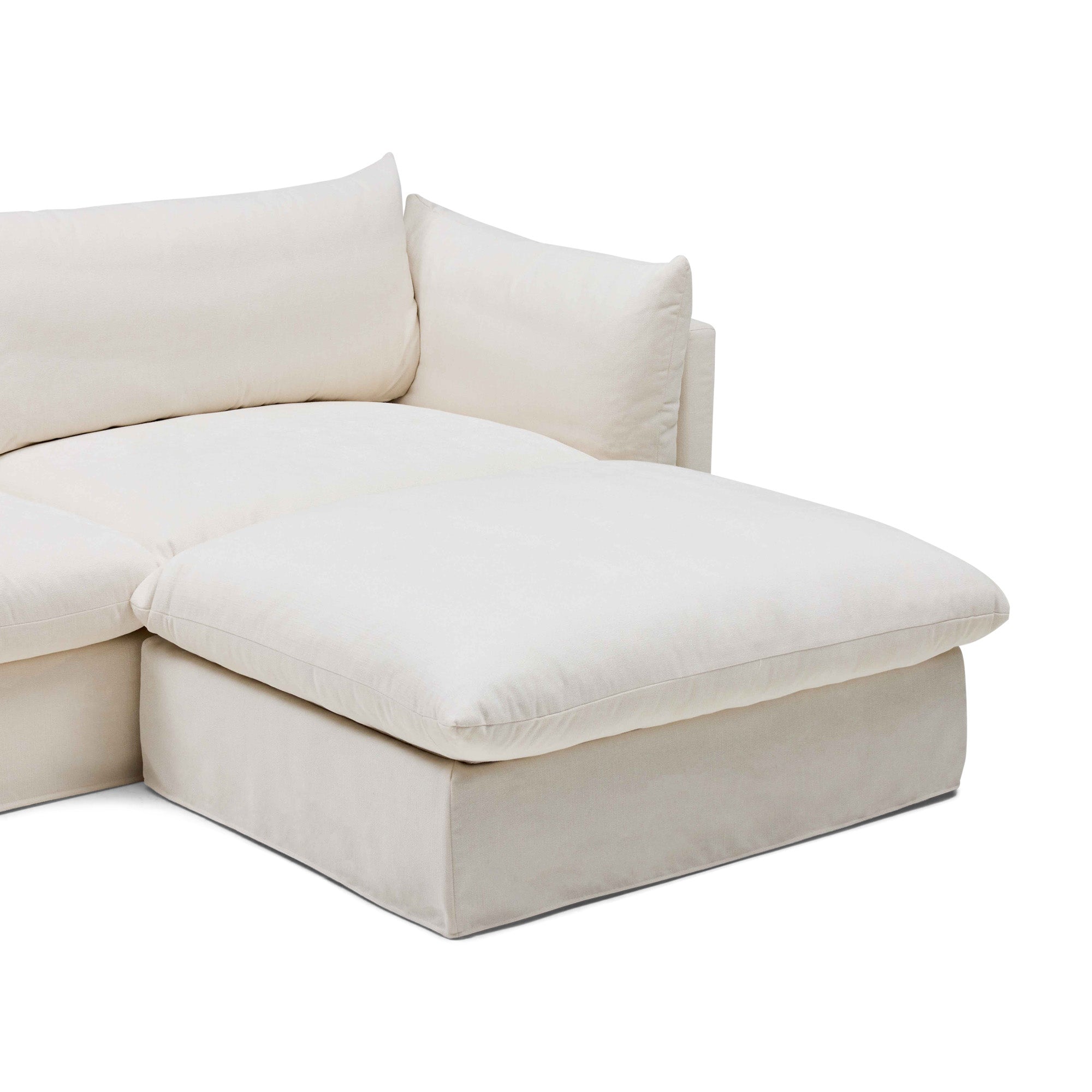 Mia Modular Sofa Warm Ivory 2 Seat with Ottoman