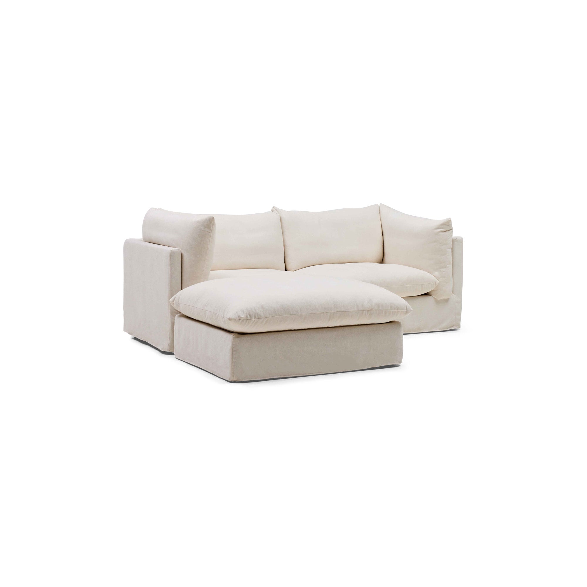 Mia Modular Sofa Warm Ivory 2 Seat with Ottoman