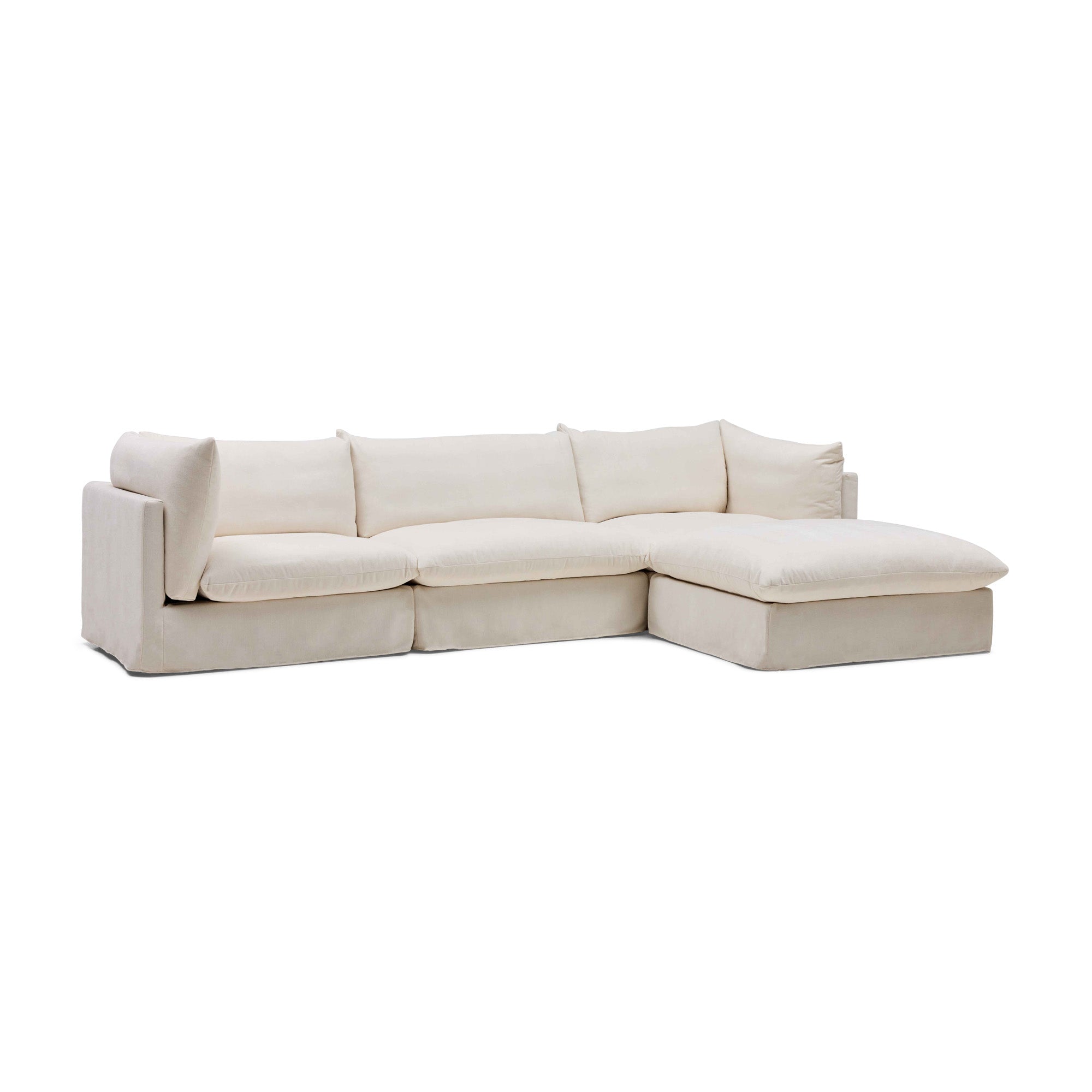 Mia Modular Sofa Warm Ivory 3 Seat with Ottoman