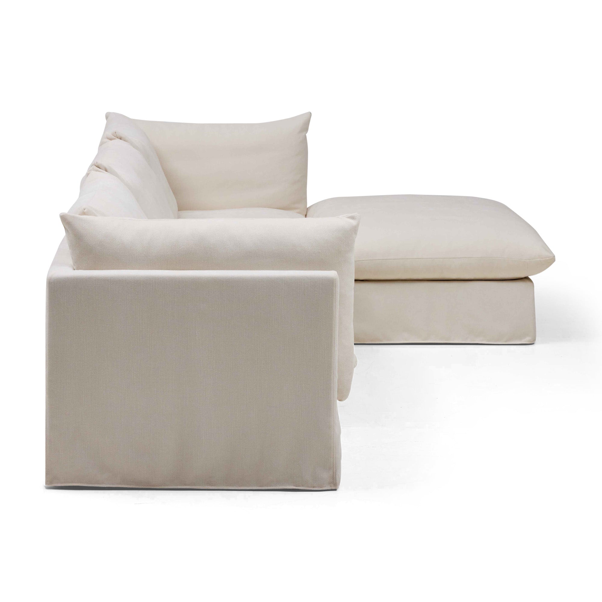 Mia Modular Sofa Warm Ivory 3 Seat with Ottoman