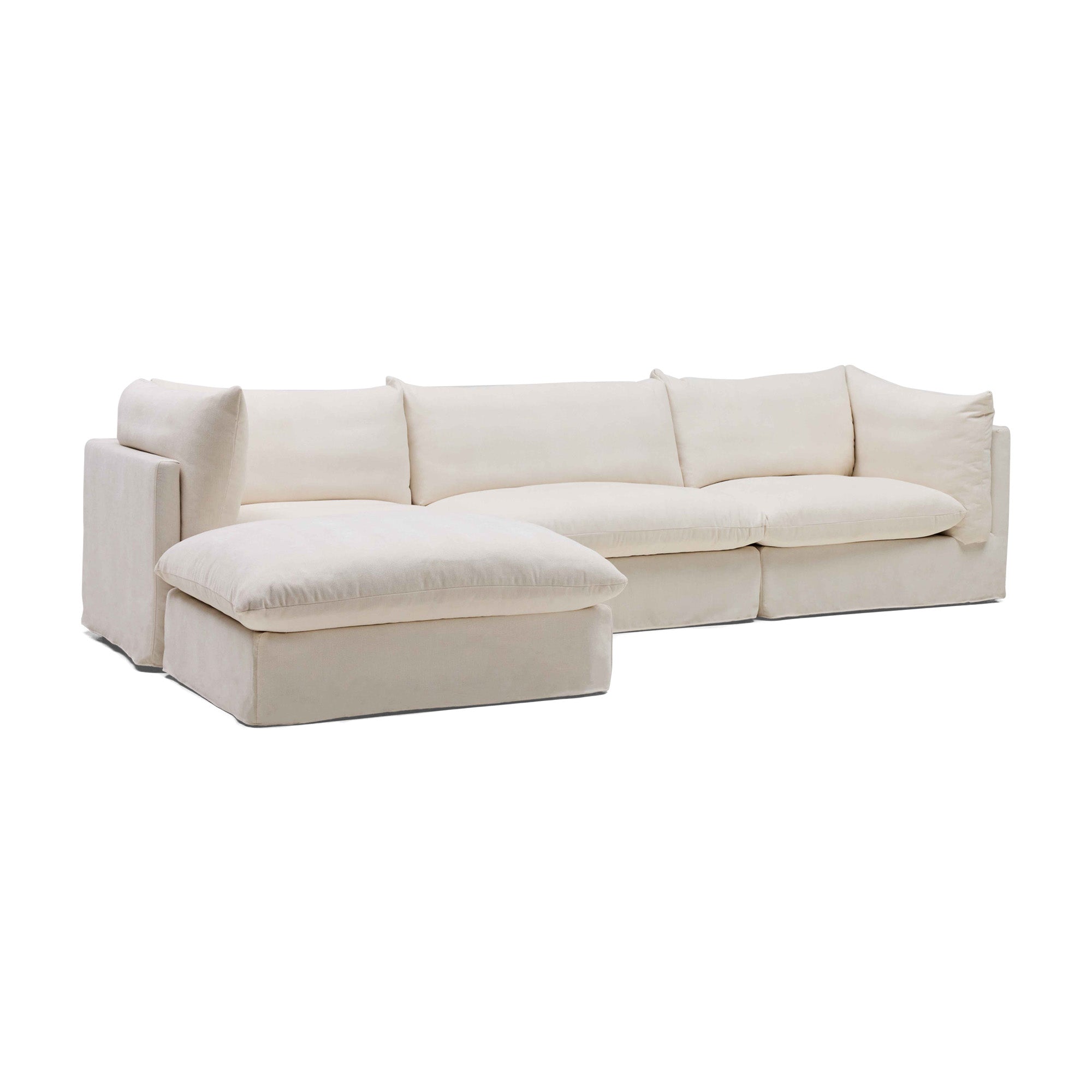 Mia Modular Sofa Warm Ivory 3 Seat with Ottoman