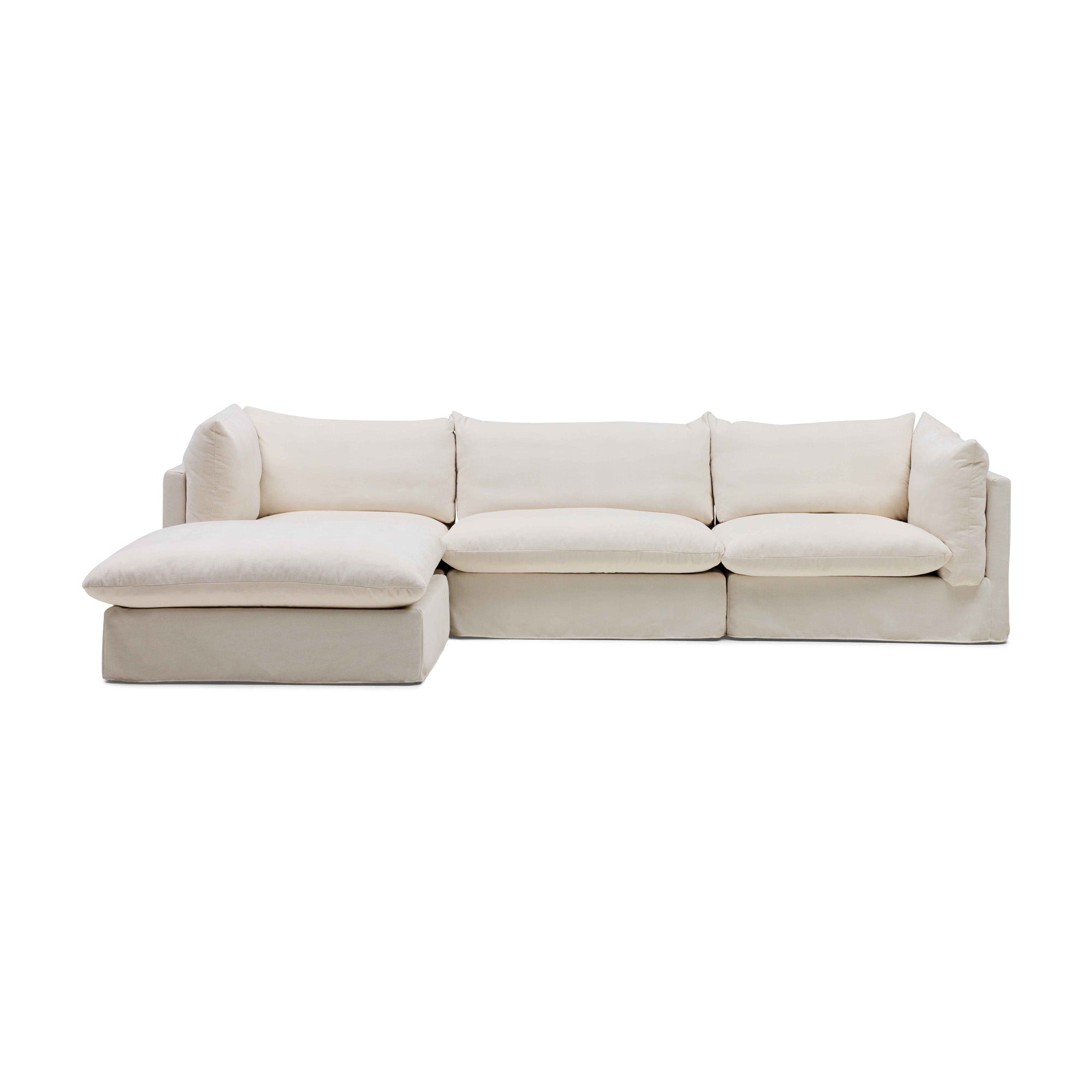 Mia Modular Sofa Warm Ivory 3 Seat with Ottoman
