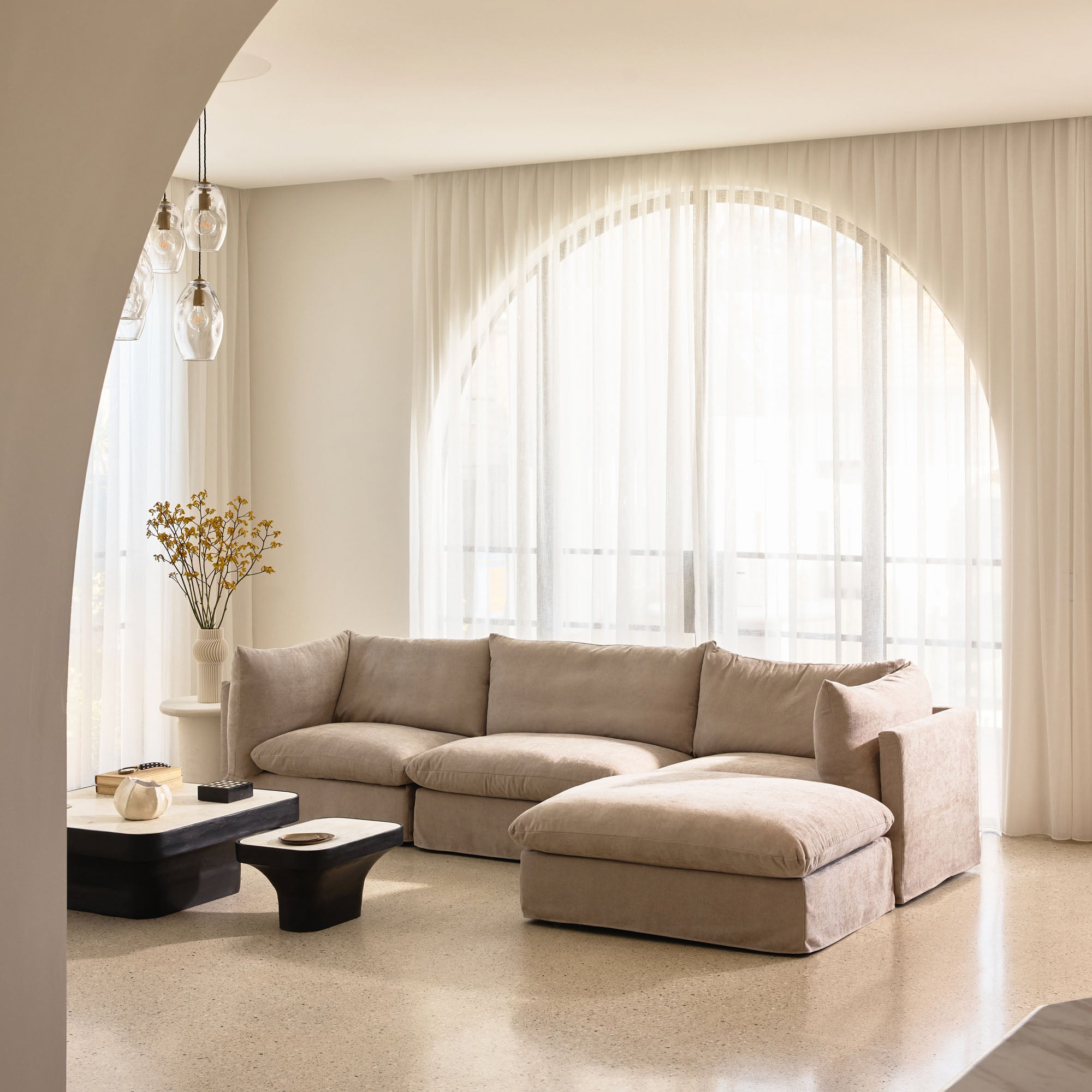 Mia Modular Sofa Oatmeal 3 Seat with Ottoman