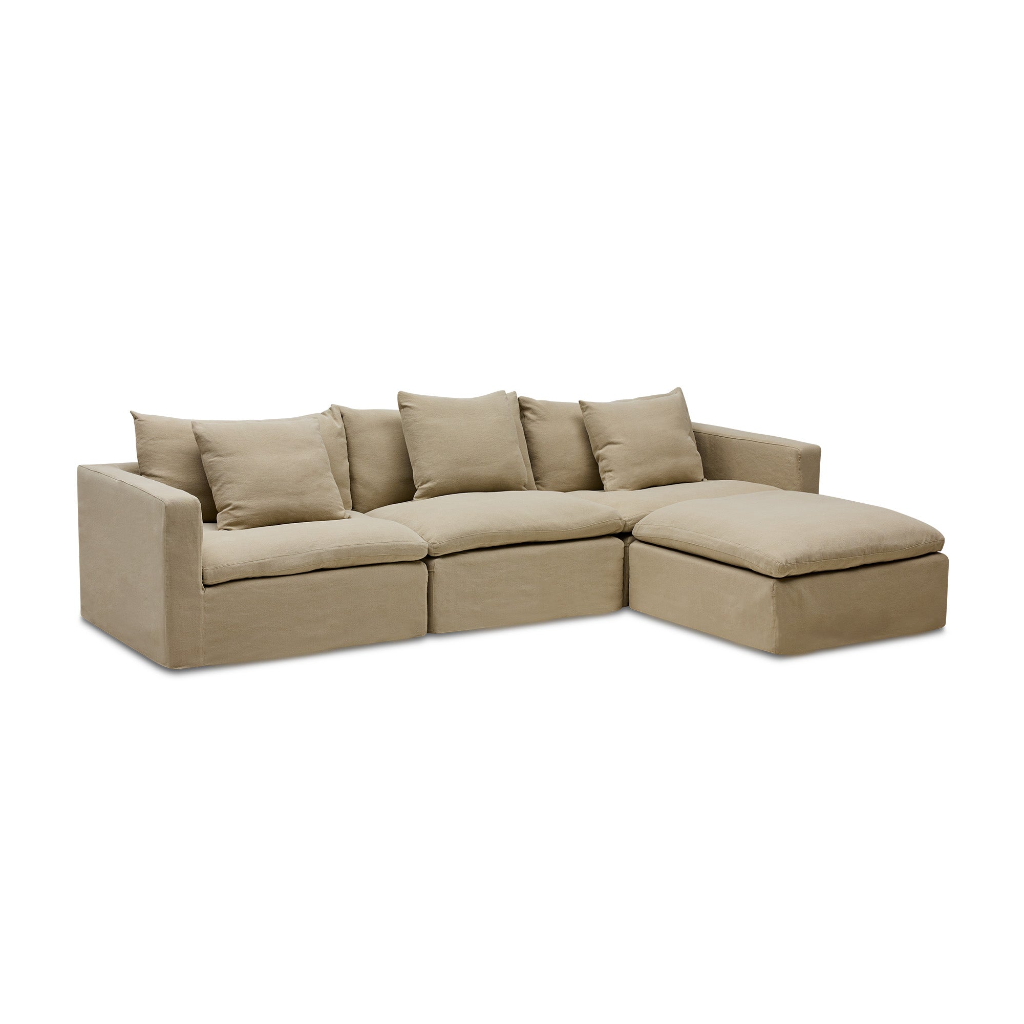 Cape Modular Sofa Warm Stone 3 Seat with Ottoman