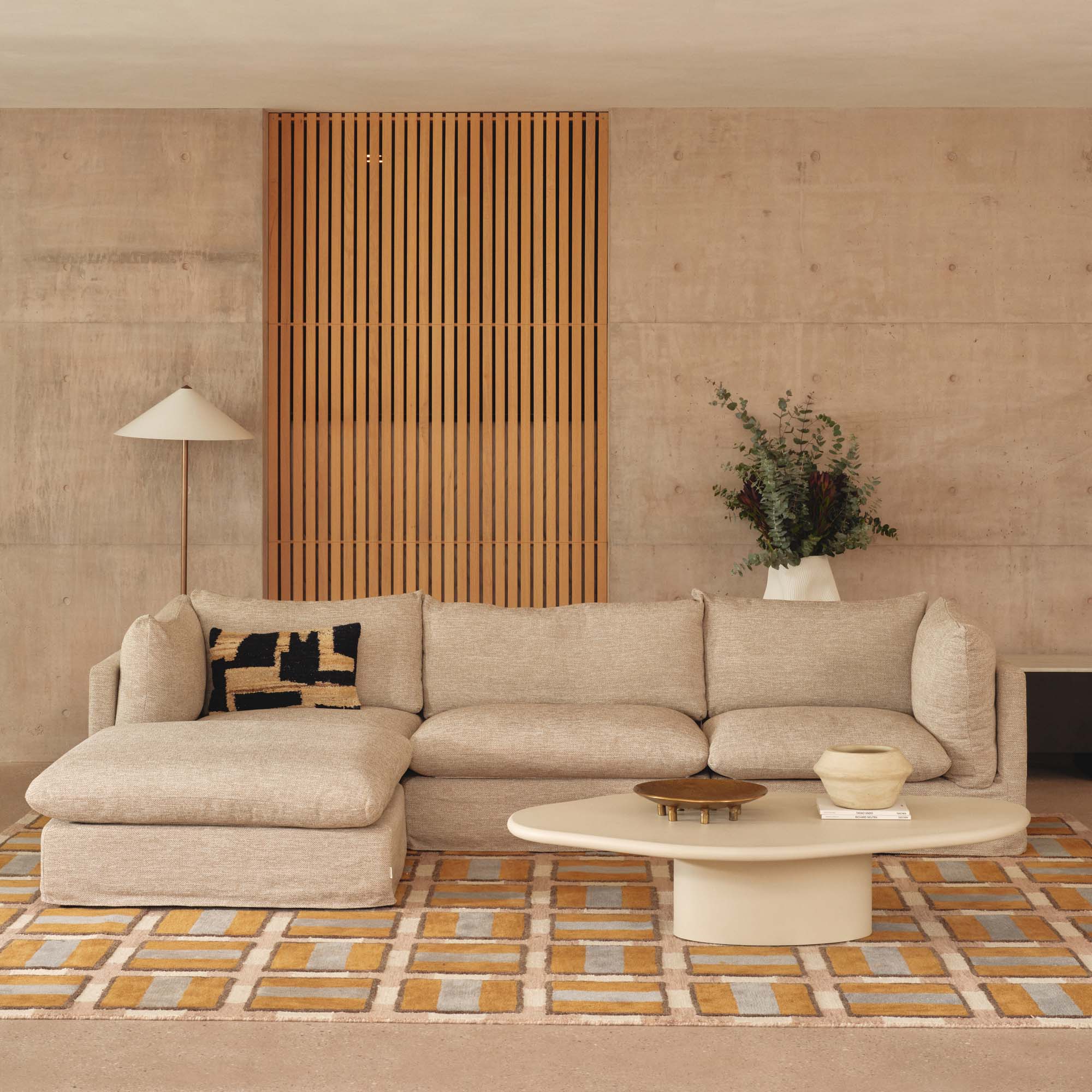 Mia Modular Sofa Husk 3 Seat with Ottoman
