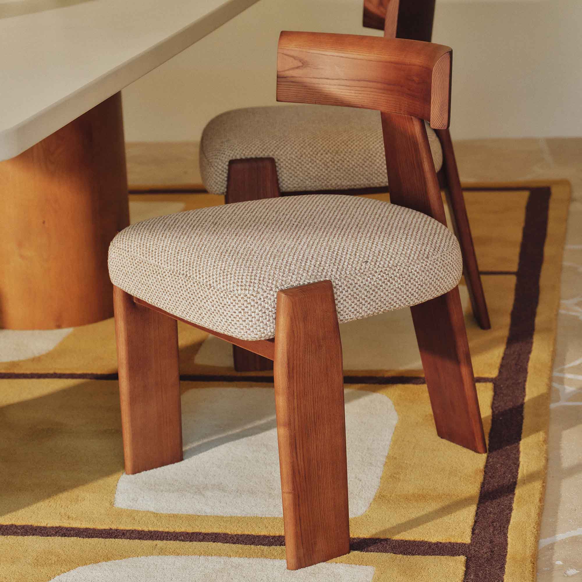 Esra Dining Chair Tusk Beige Walnut