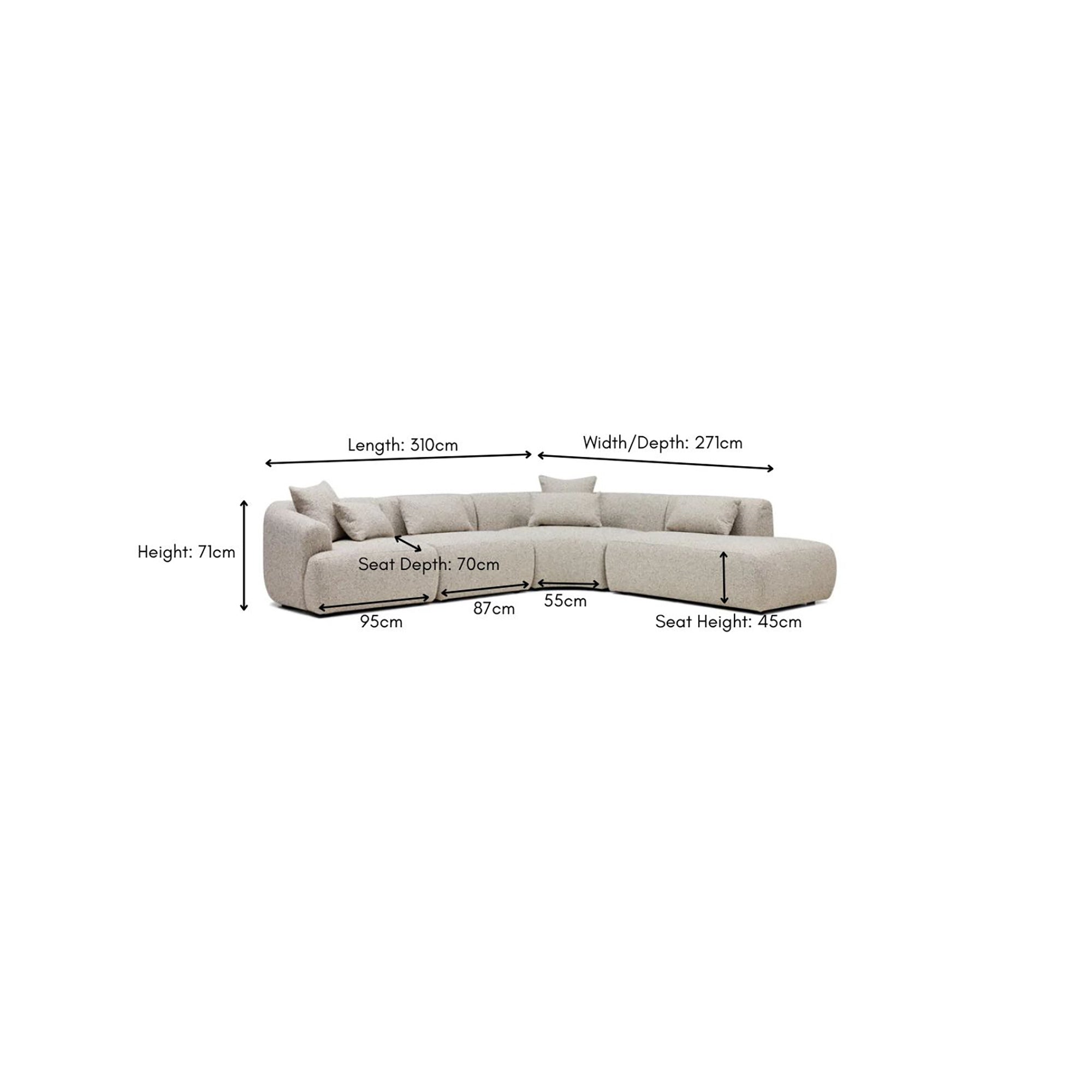 Harris Modular Sofa Moonstone 4 Seat Right Chaise