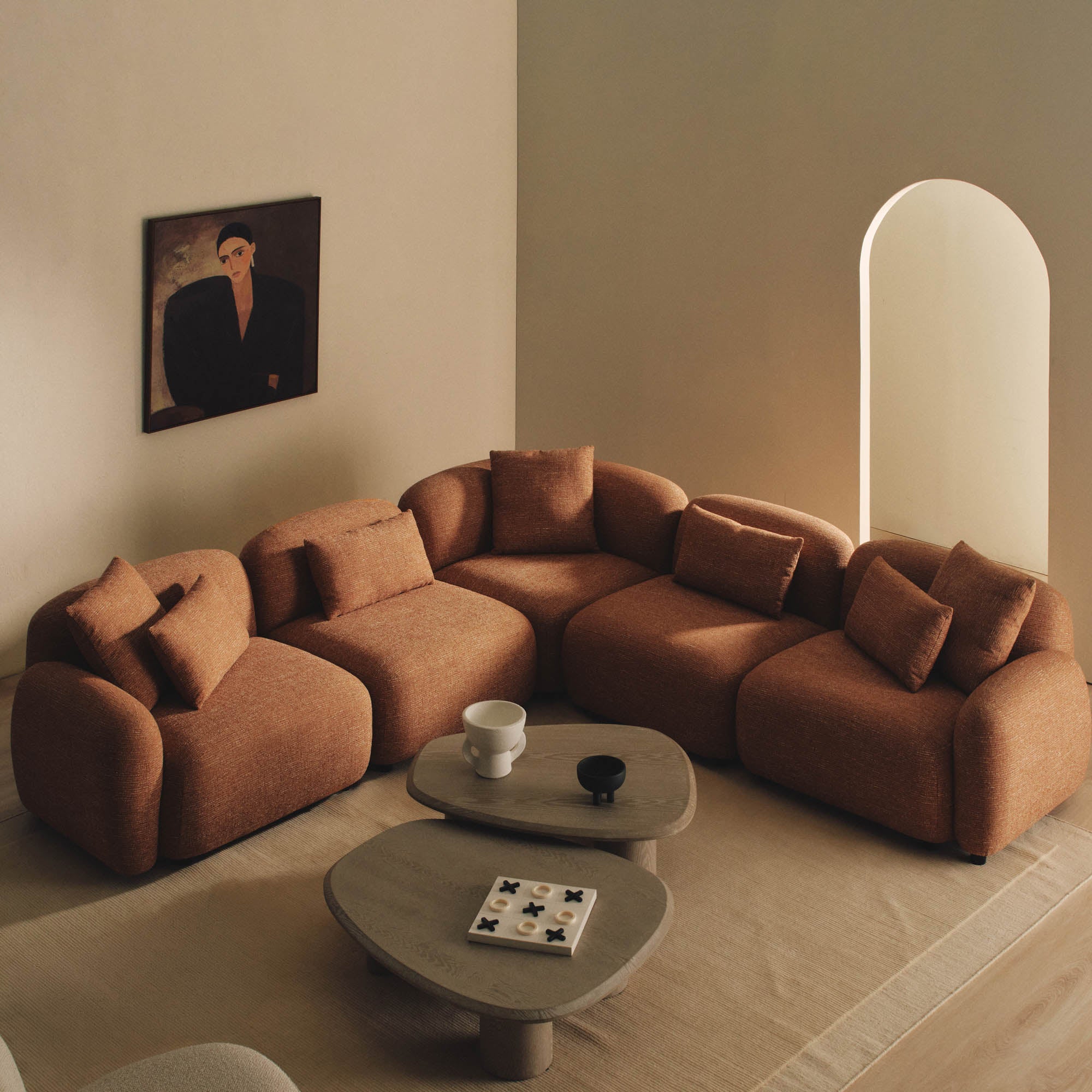 Kaia Modular Sofa Hazelnut 5 Seat Corner