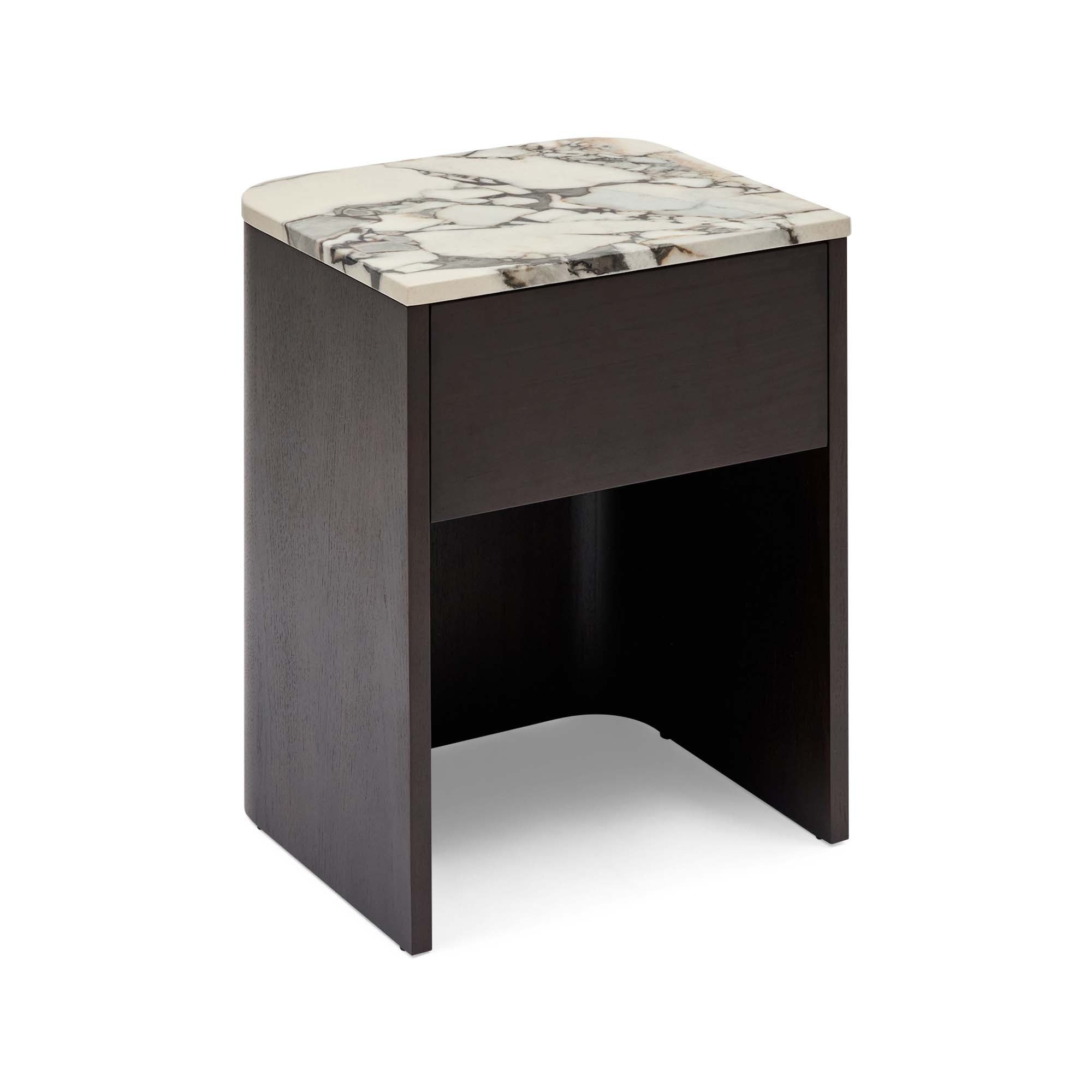Lola Bedside Walnut Tempest Marble