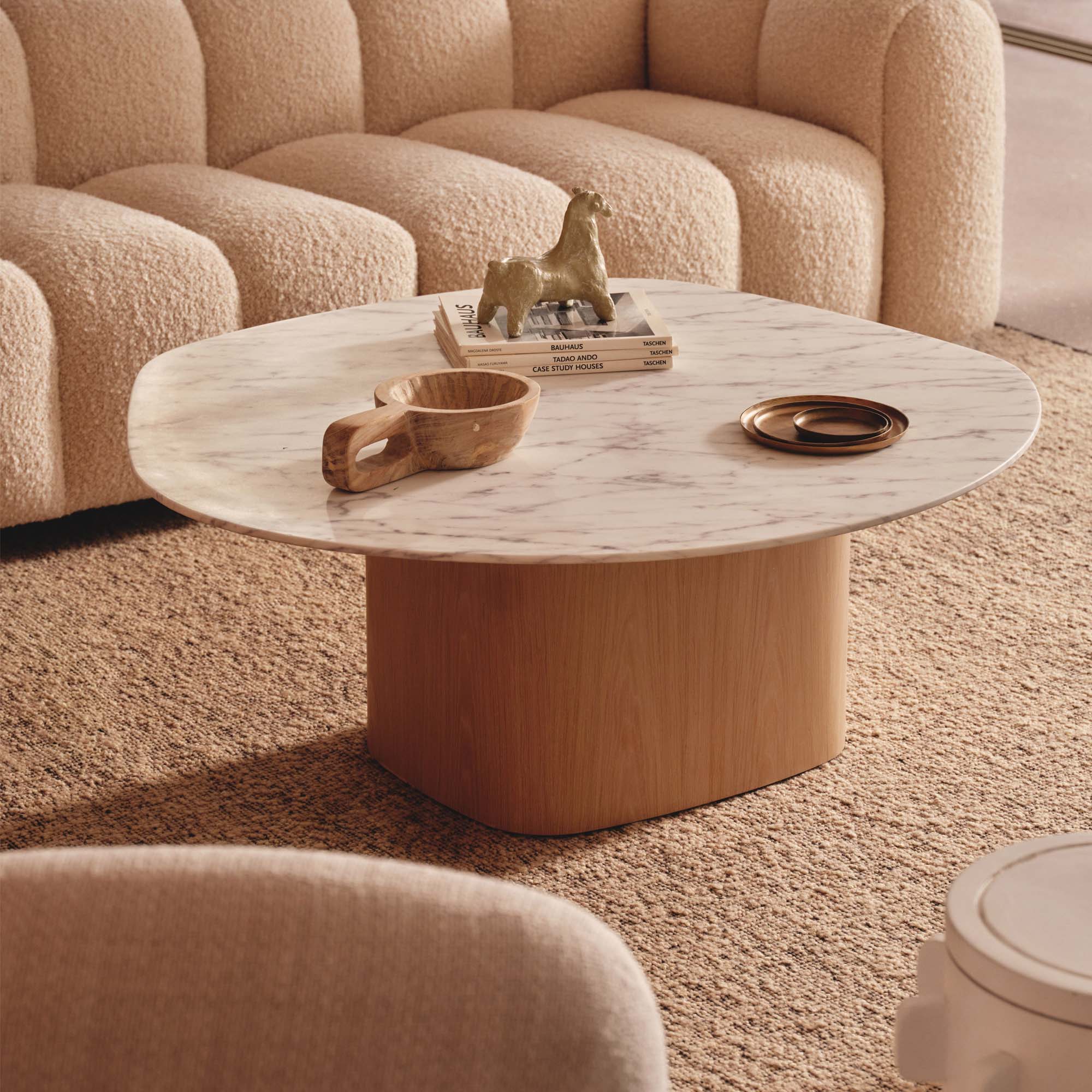 Lola Coffee Table Blonde Carrara Marble Small