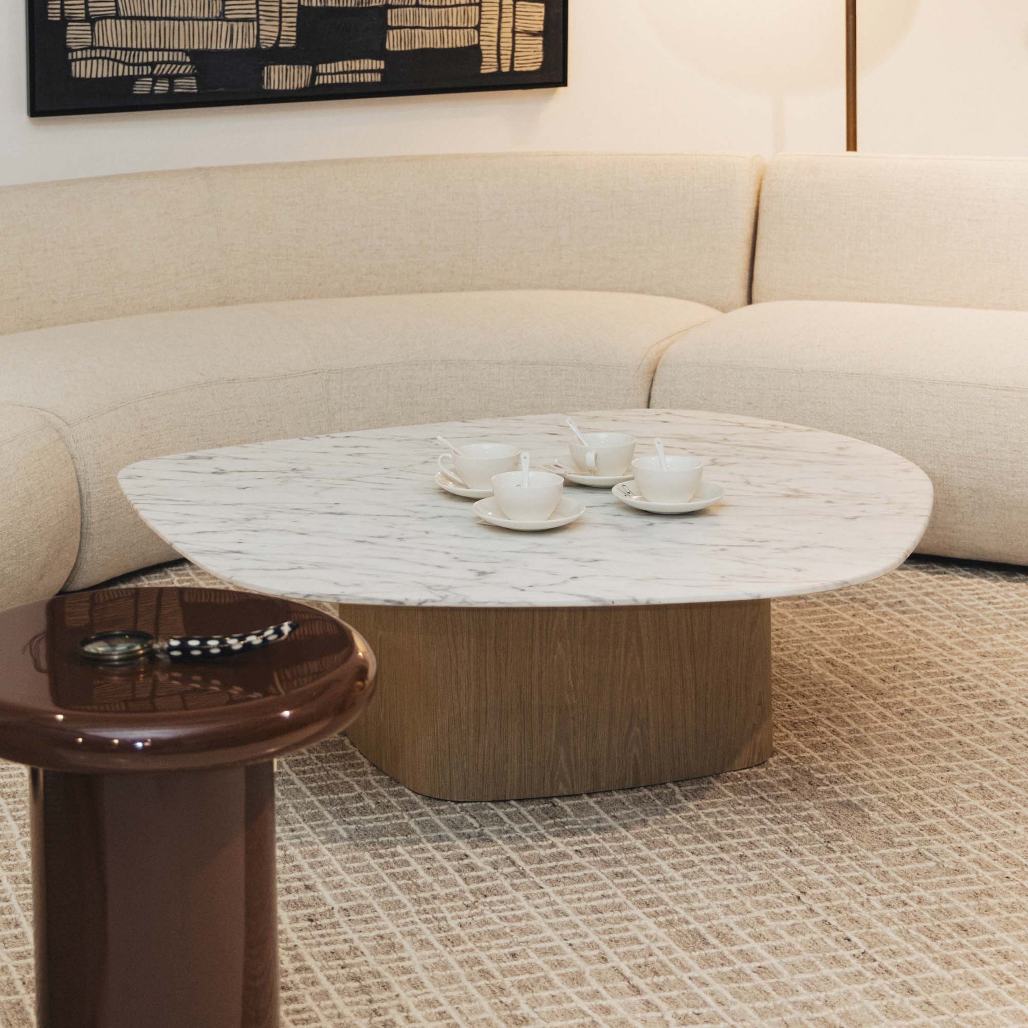 Lola Coffee Table Blonde Carrara Marble Large