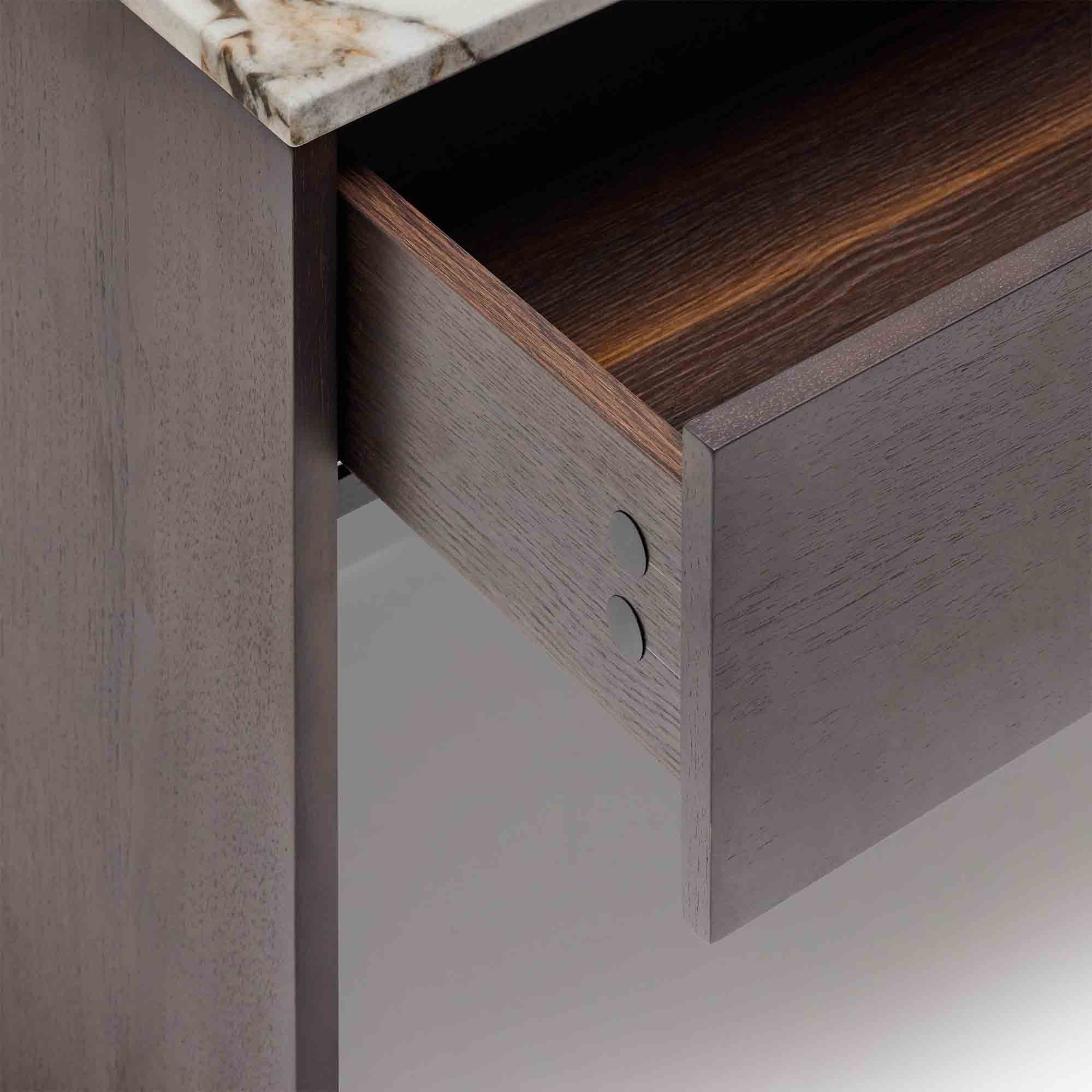Lola Bedside Walnut Tempest Marble Grande