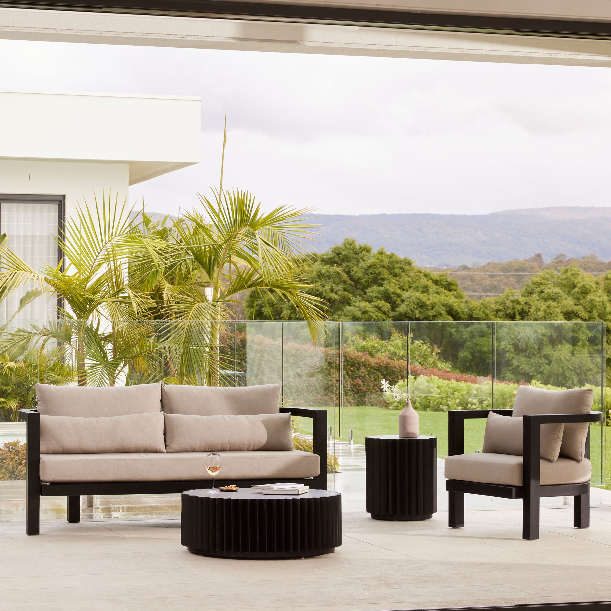 Java Outdoor Sofa Black & Taupe