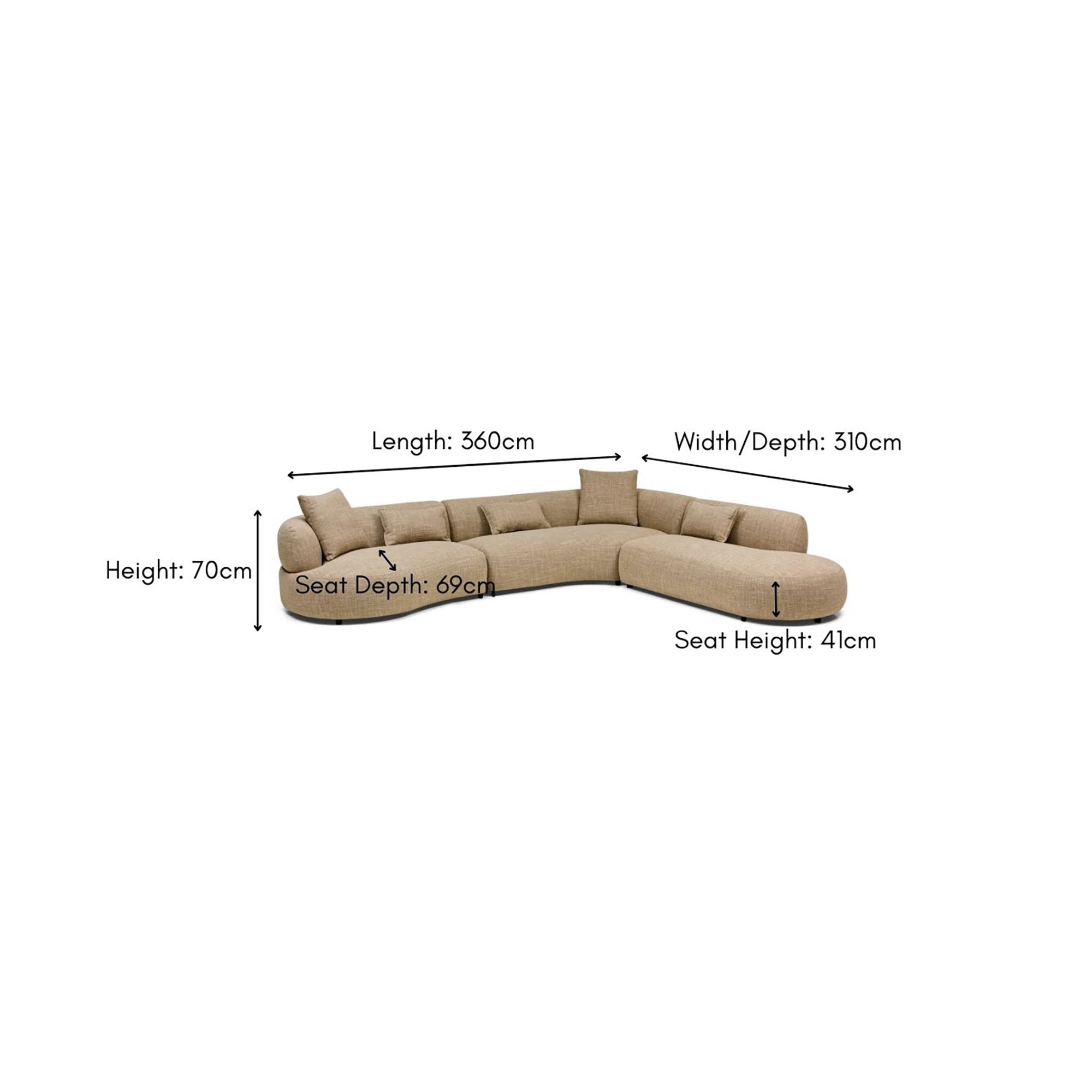 Beni Sectional Sofa Claystone Right Chaise
