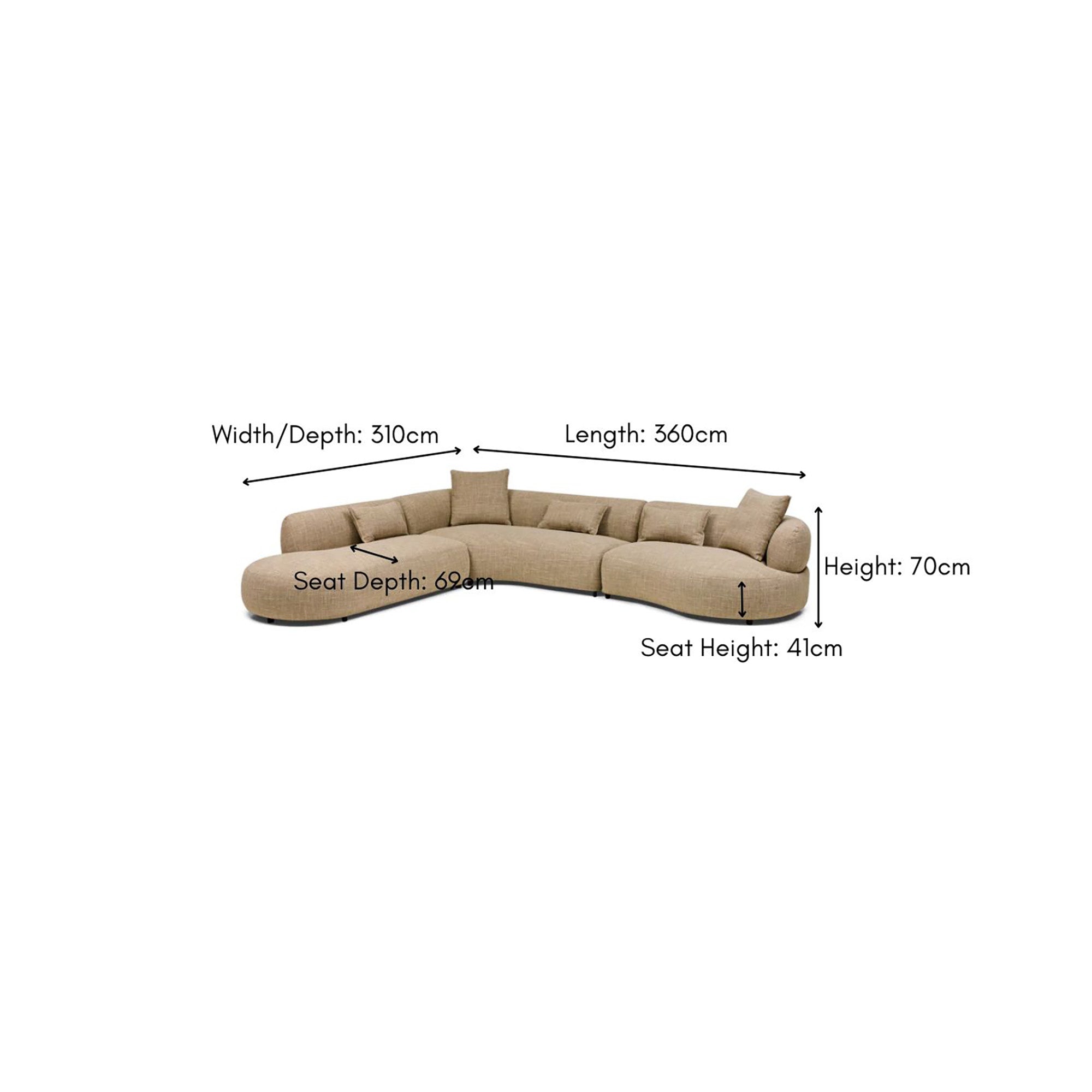 Beni Sectional Sofa Claystone Left Chaise