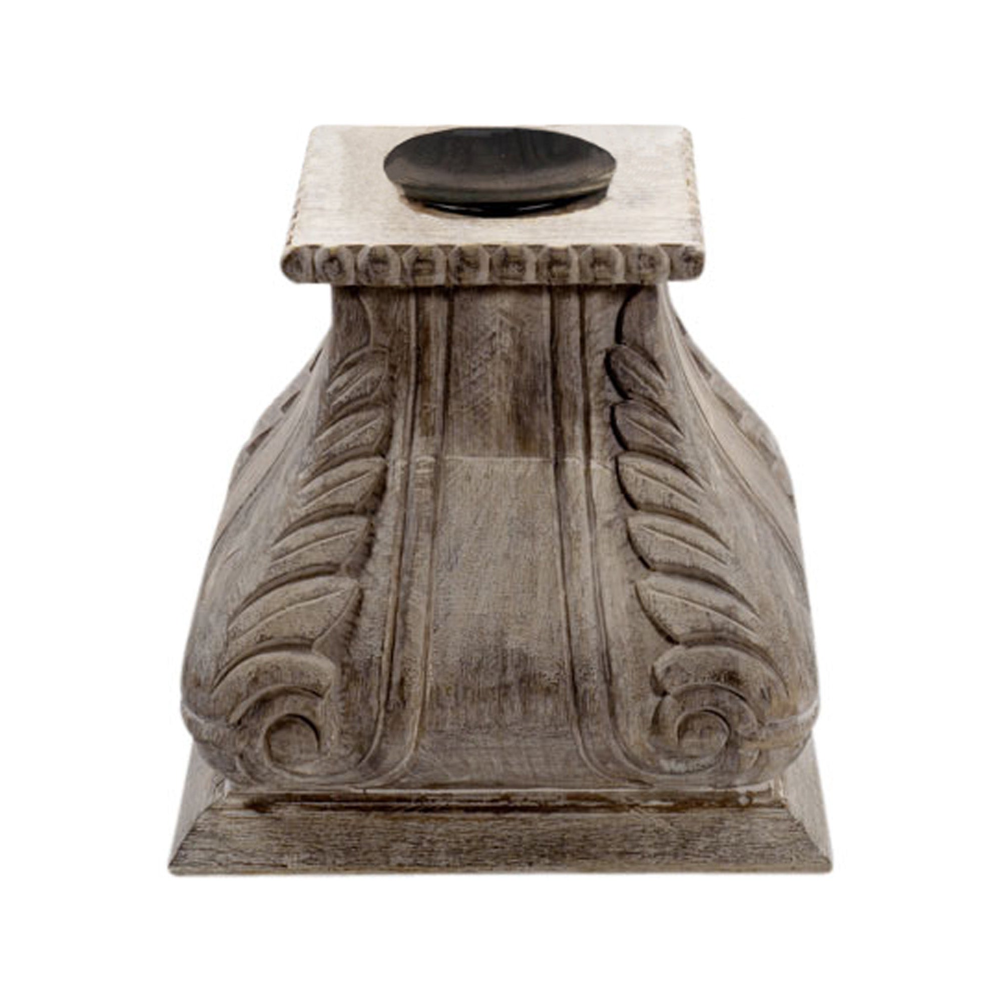 White Wash Wood Candleholder