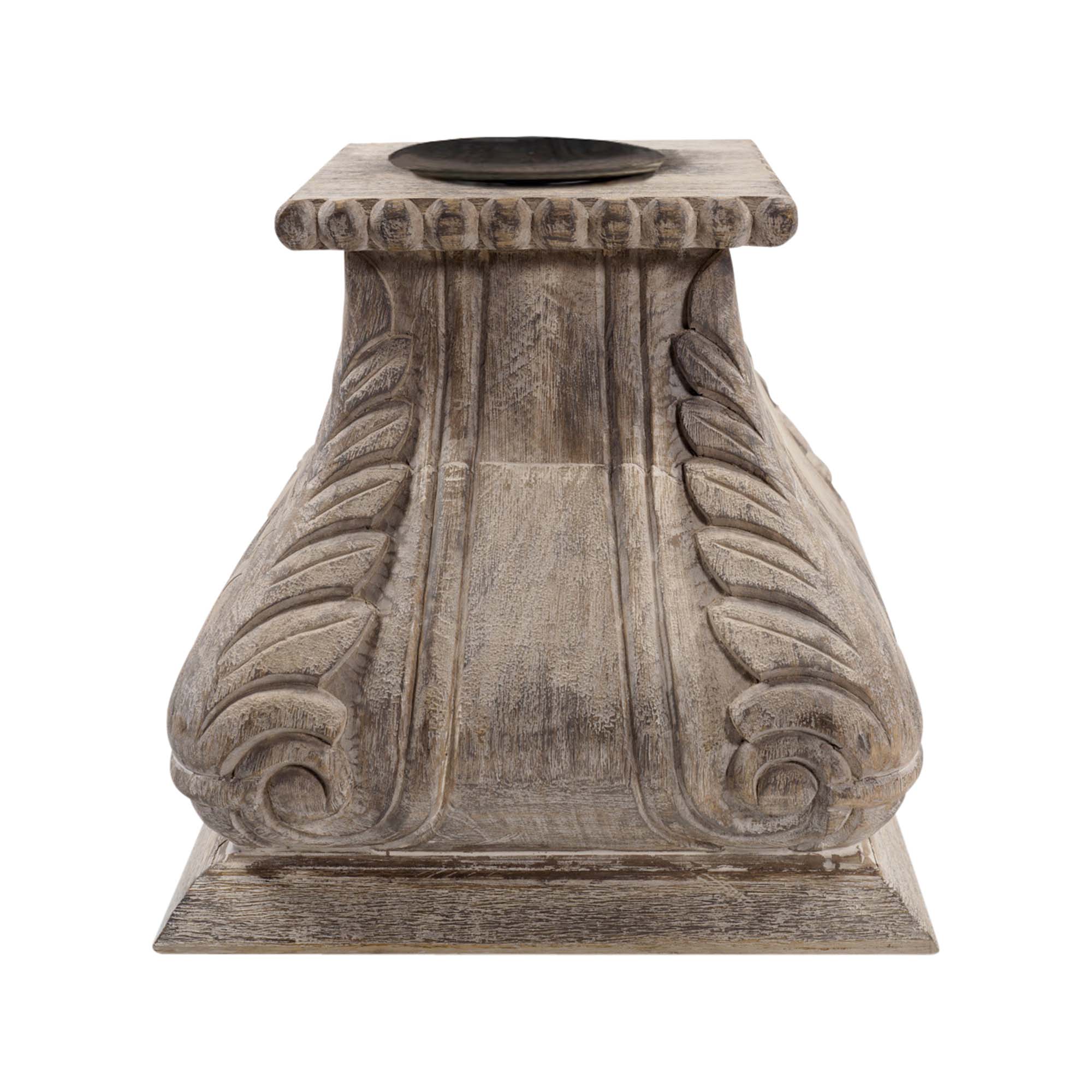 White Wash Wood Candleholder