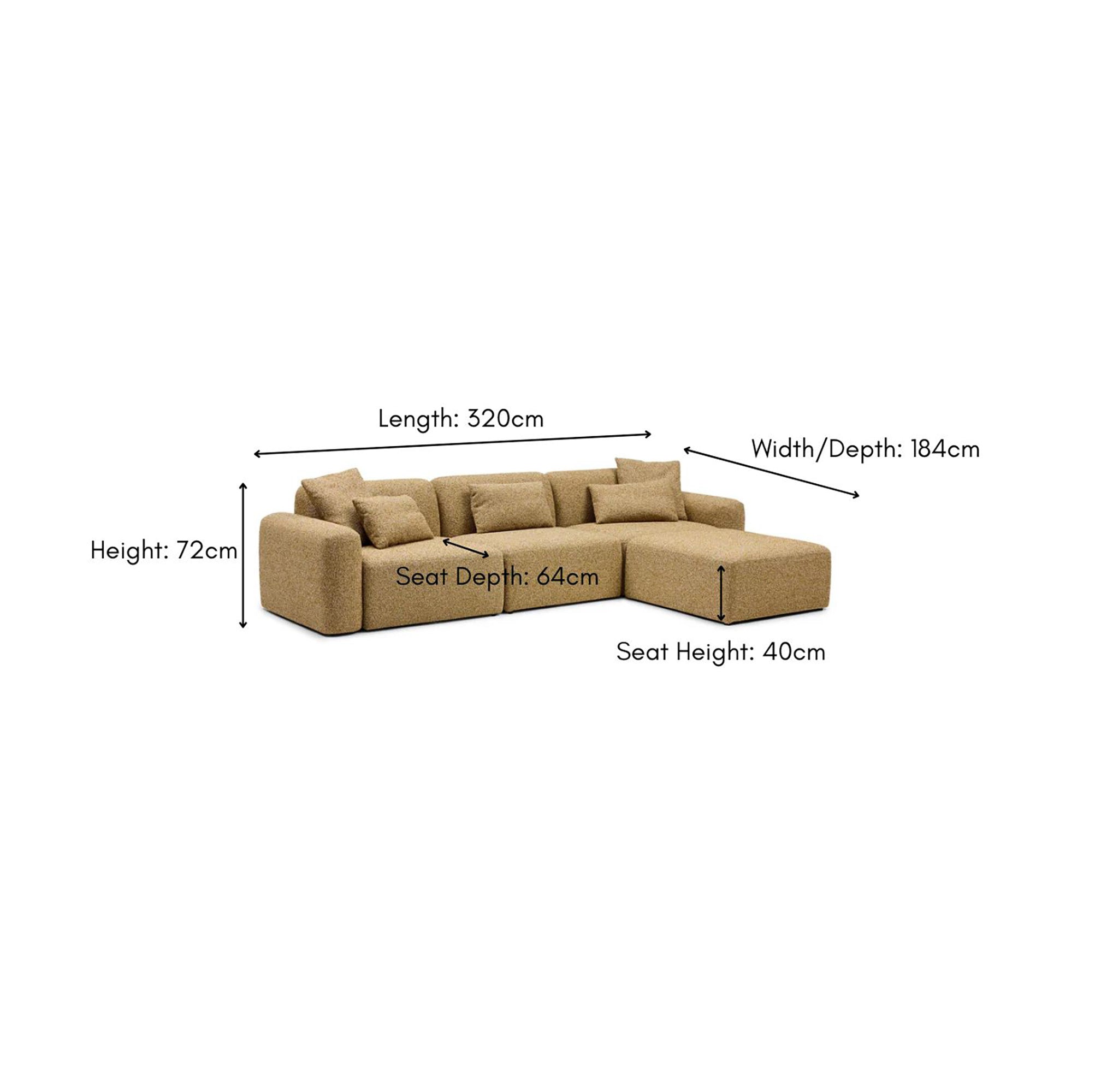 Paige Modular Sofa Dijon 3 Seat with Ottoman