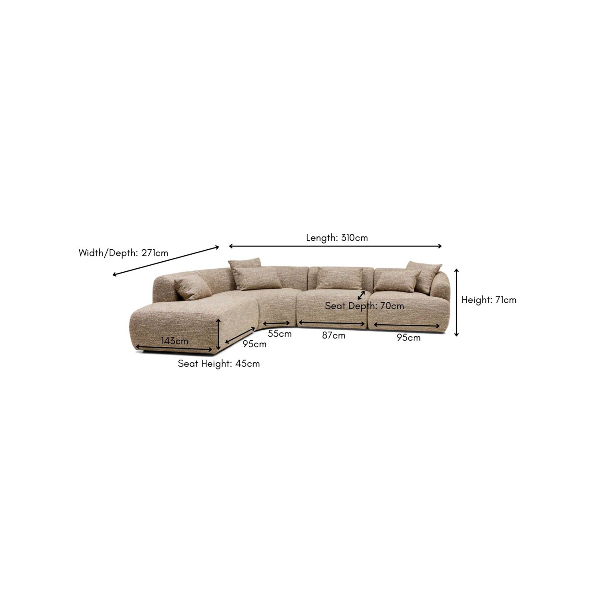 Harris Modular Sofa Desert 4 Seat Left Chaise