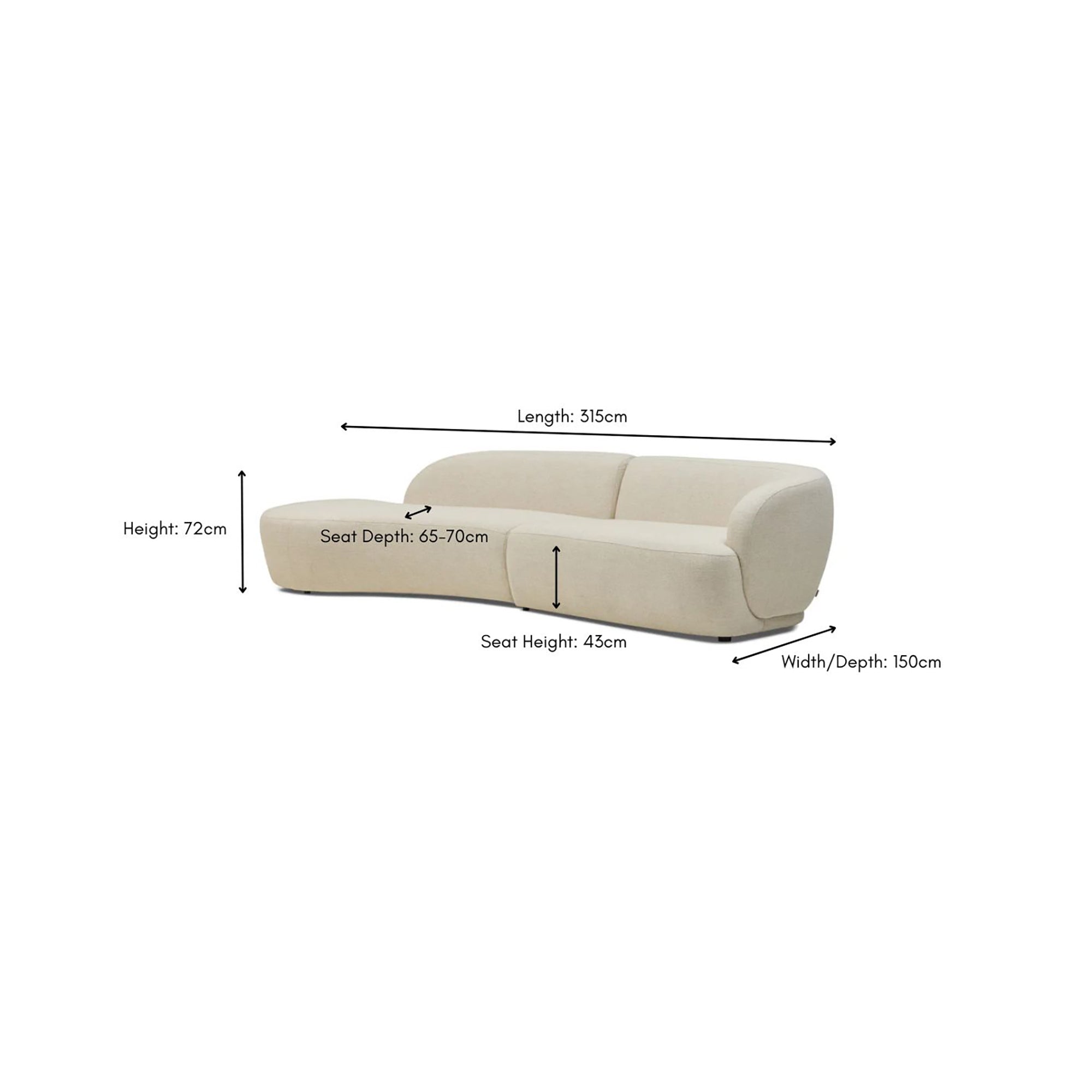 Lune Modular Sofa Left Fresco White