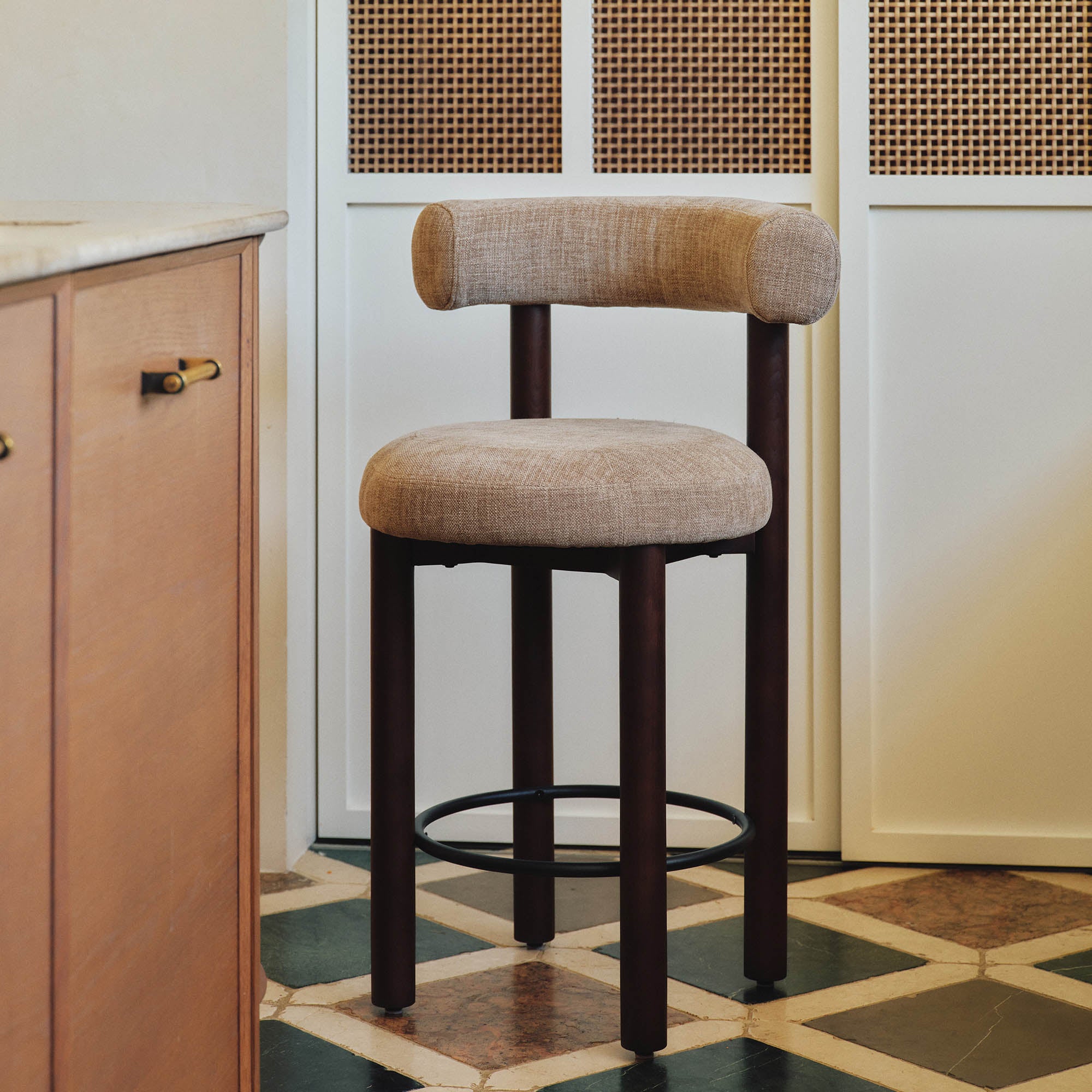 Rossi Bar Stool Mushroom Walnut