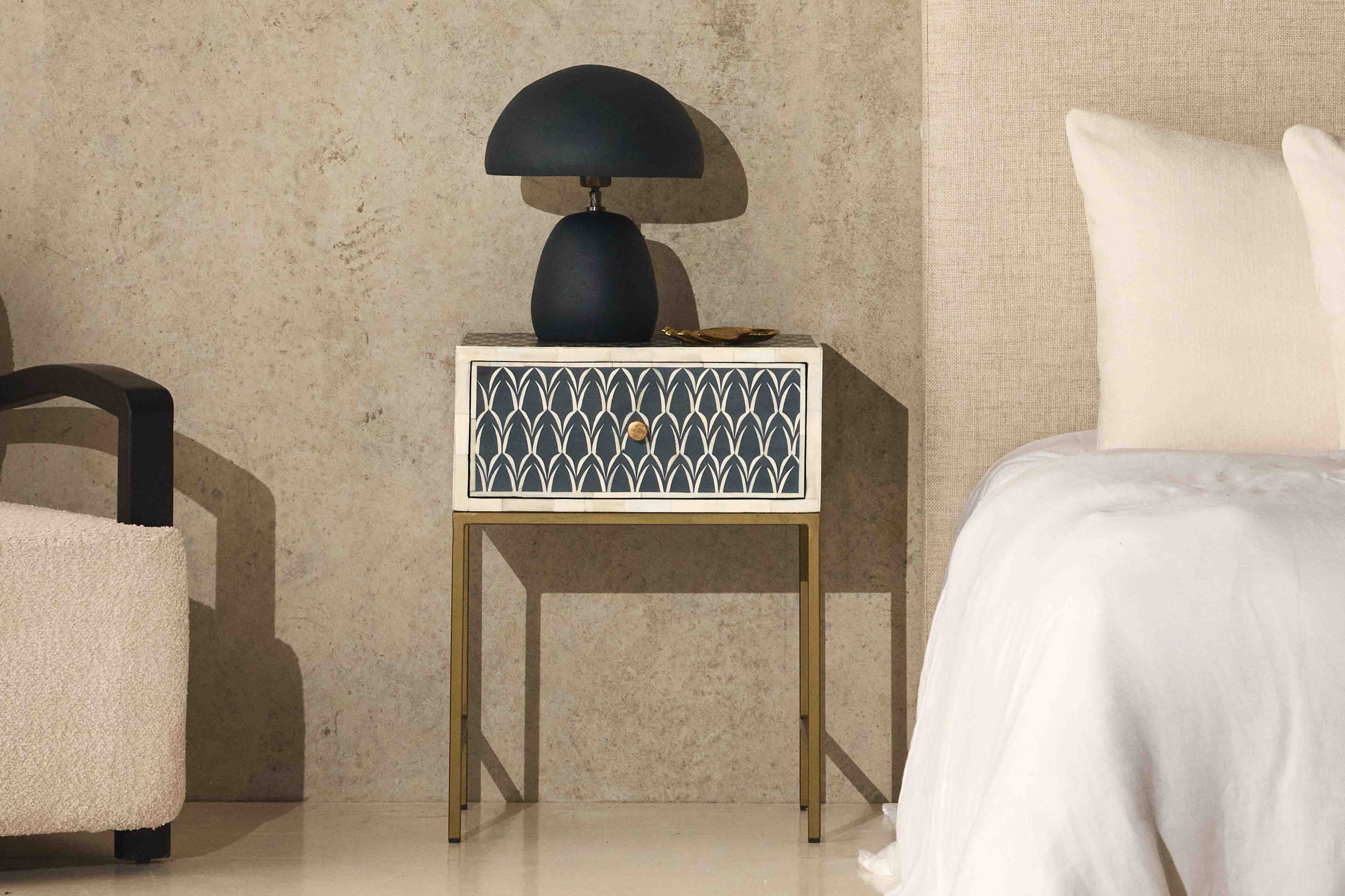 Bone Inlay Bedside Tables