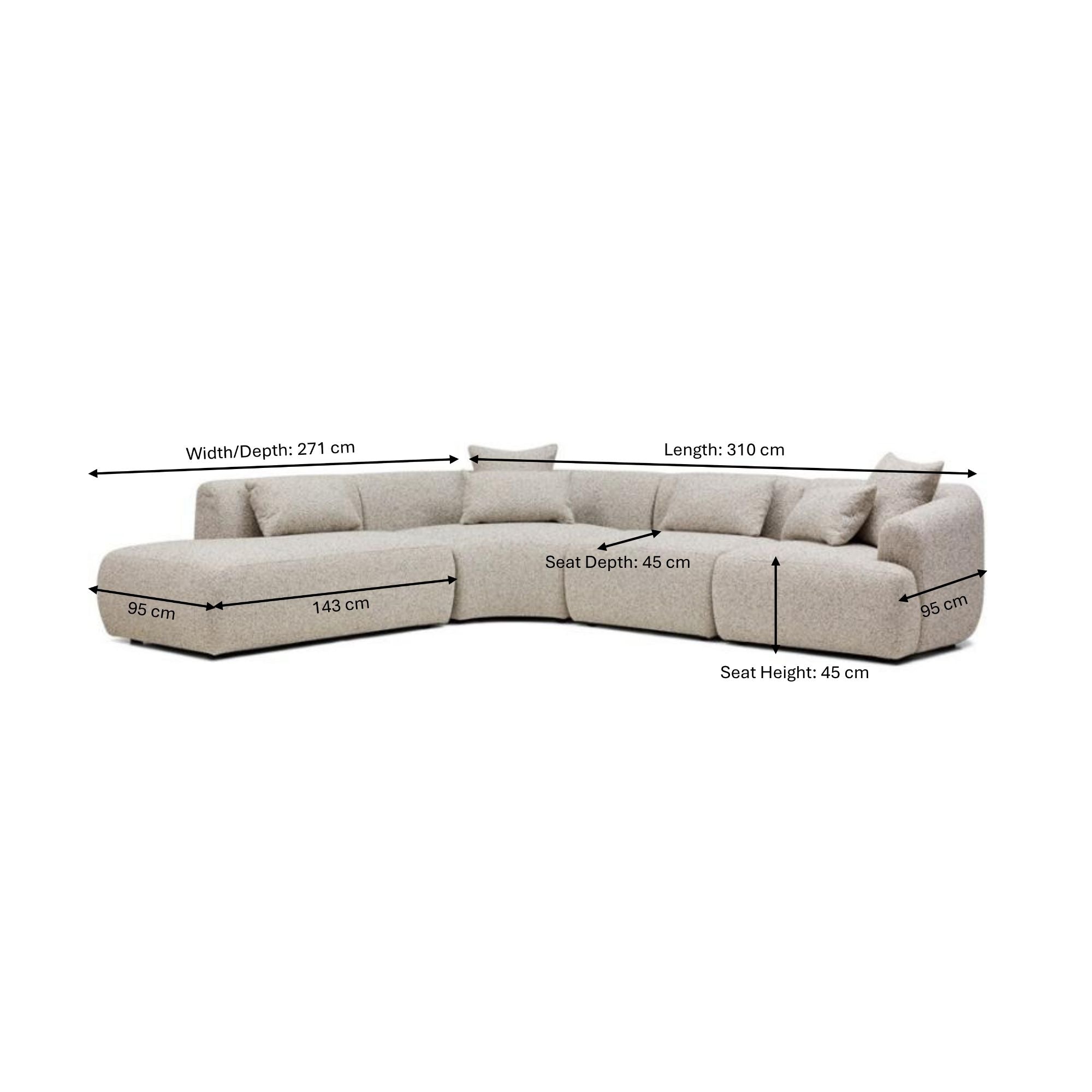 Harris Modular Sofa Moonstone 4 Seat Left Chaise