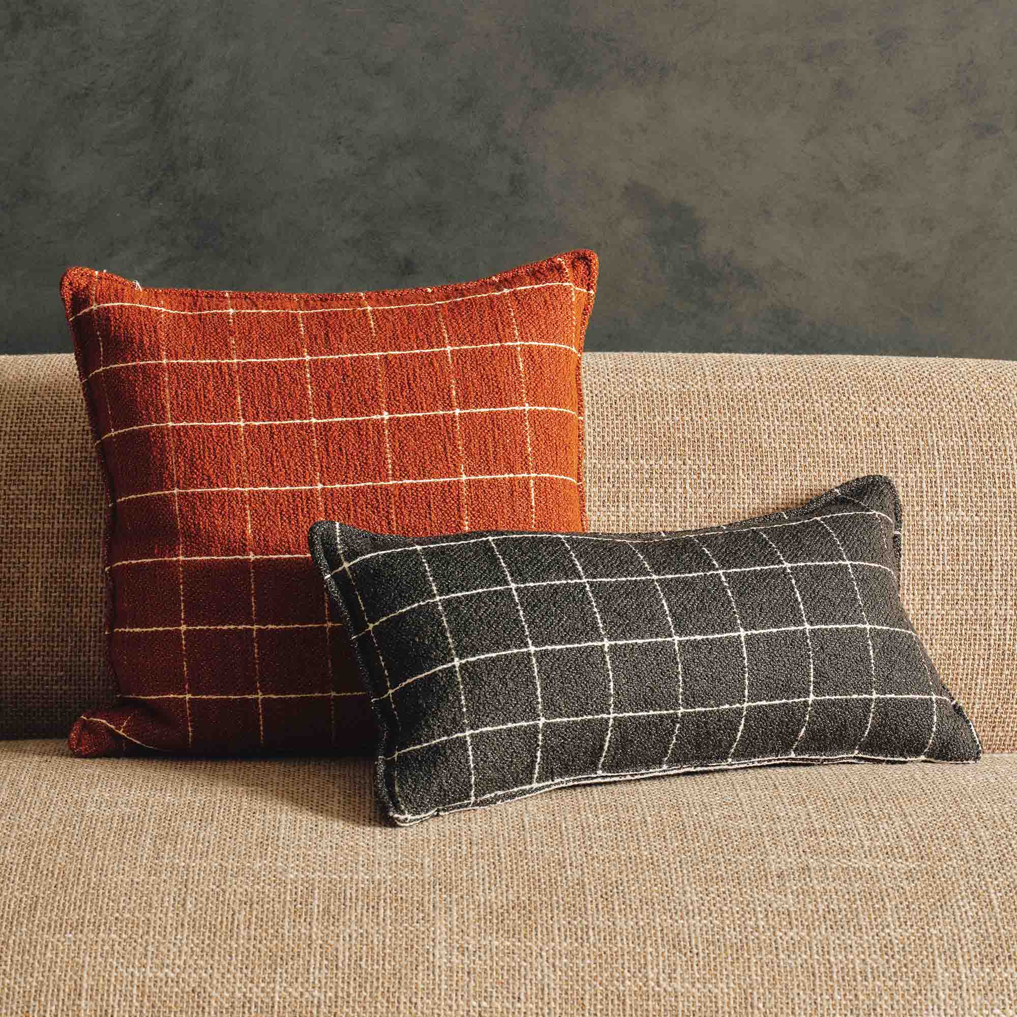 Terracotta Grid Cushion 50 x 50
