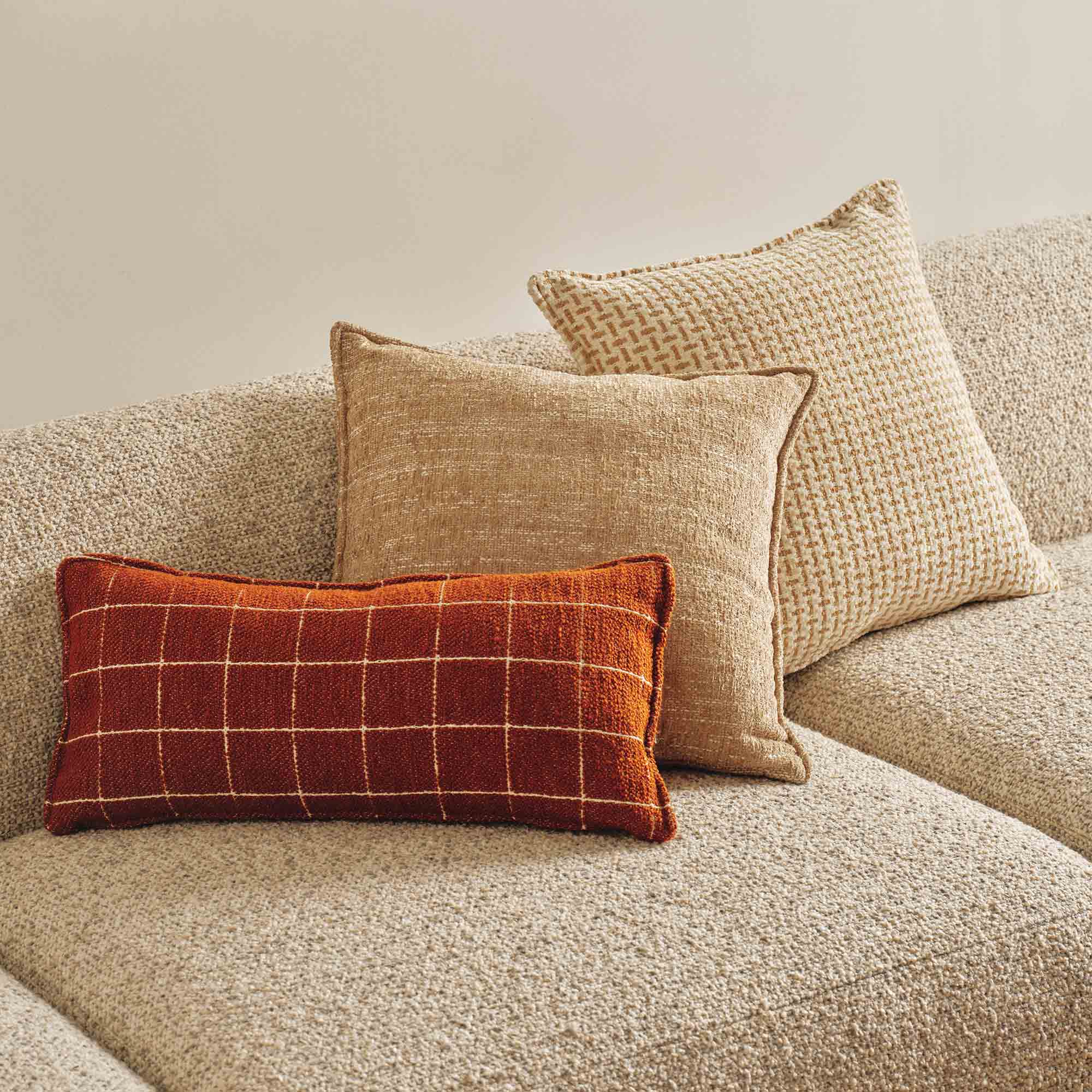 Terracotta Grid Cushion 30 x 60