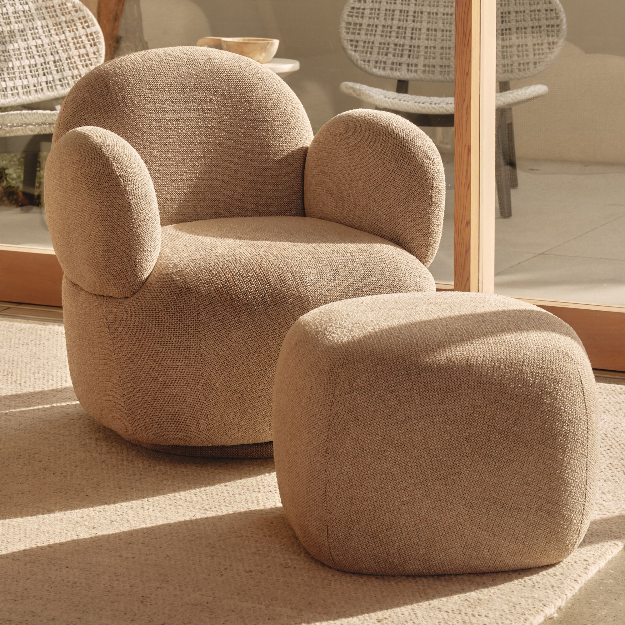 Cleo Swivel Chair & Ottoman Set Hazel