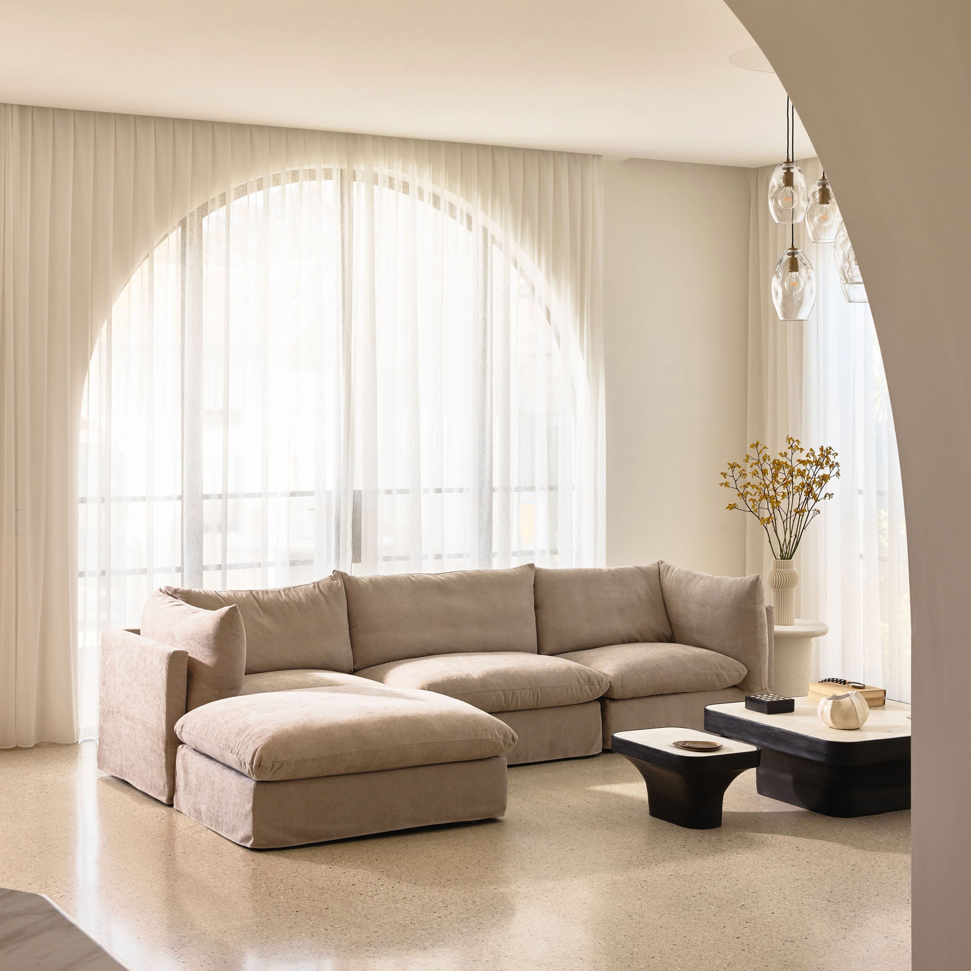 Mia Modular Sofa Oatmeal 3 Seat with Ottoman