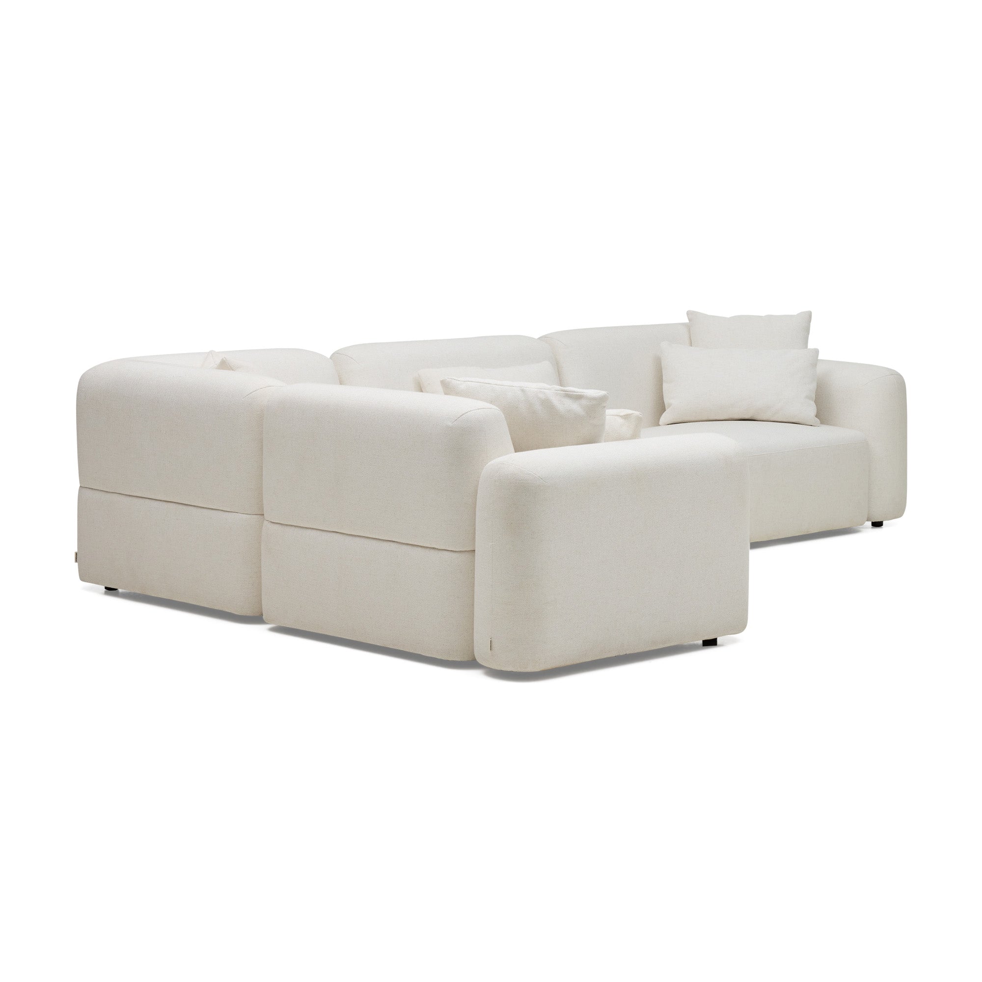 Pascal 4-Seat Corner Modular Sofa in Ivory White