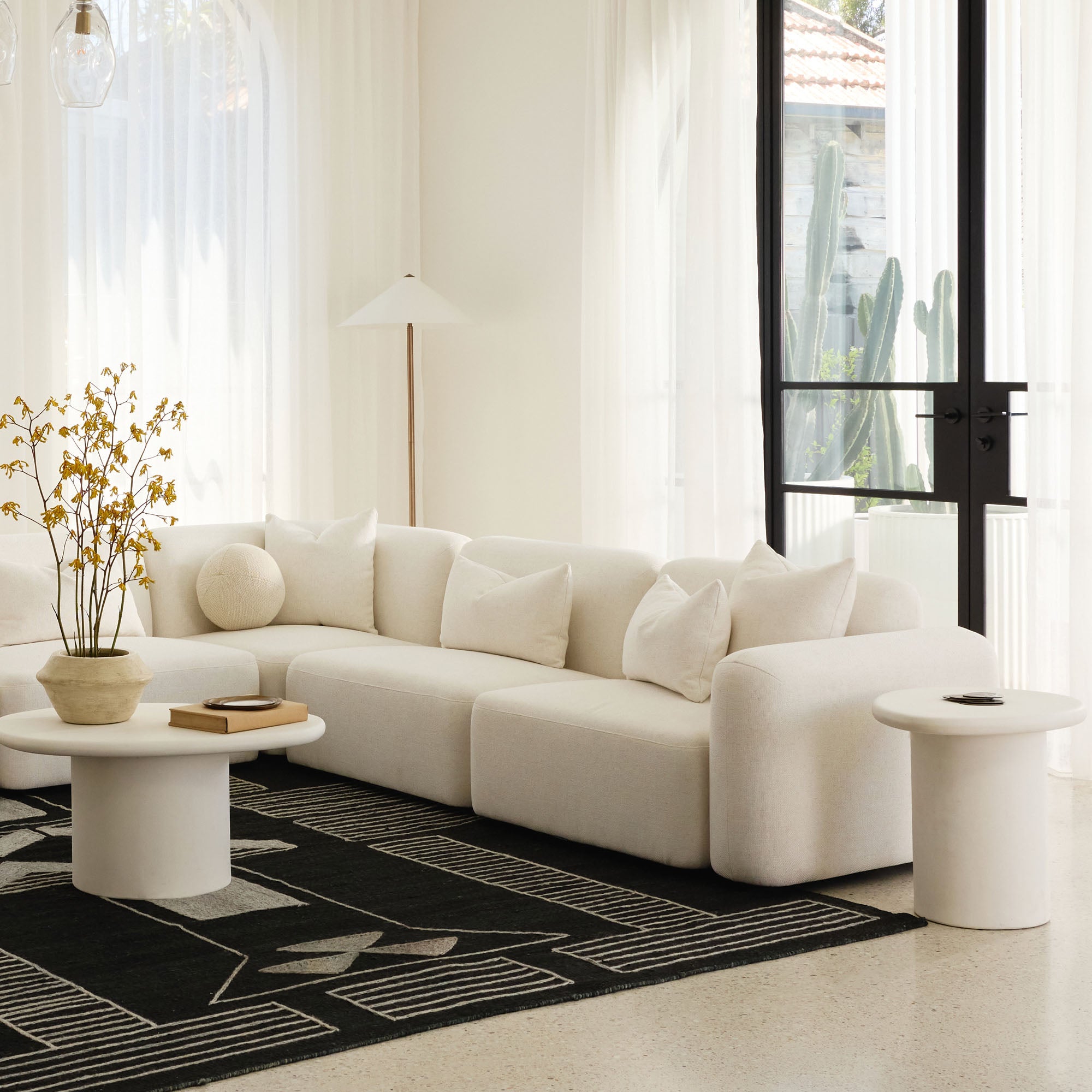 Pascal Modular Sofa Ivory White 4 Seat Corner