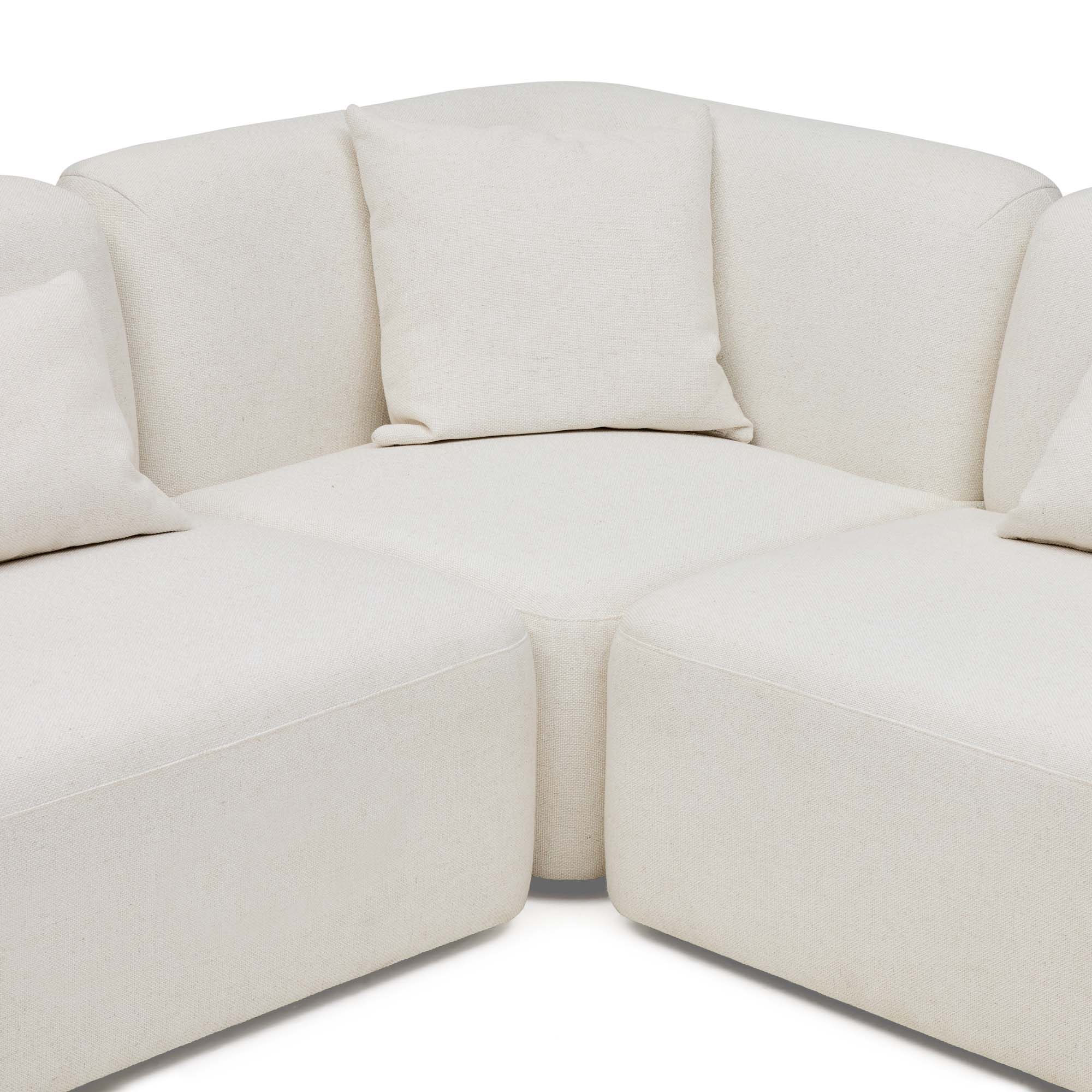 Pascal 4-Seat Corner Modular Sofa in Ivory White